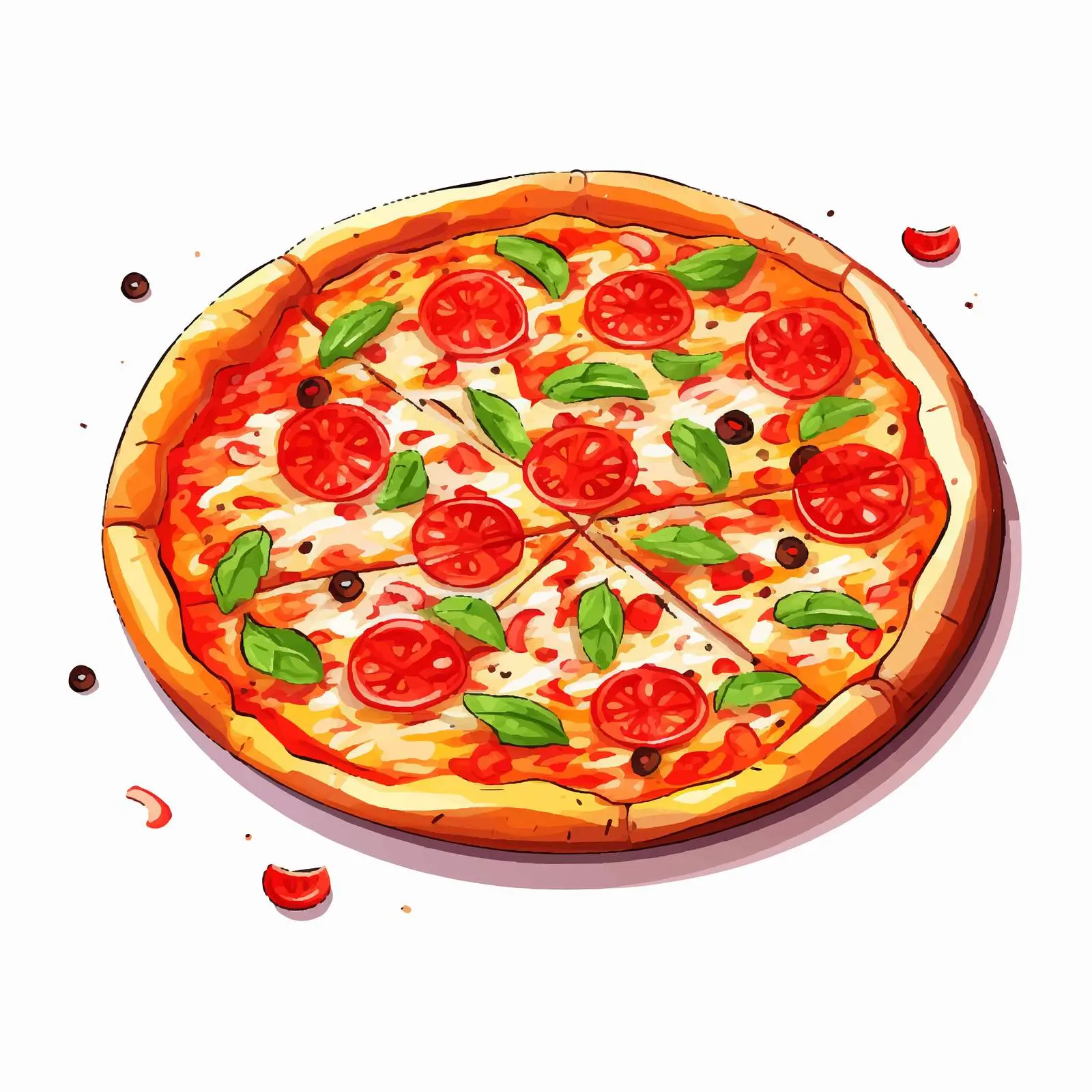 Colorful Line Art Pizza Marinara Illustration — free download from Dotvec