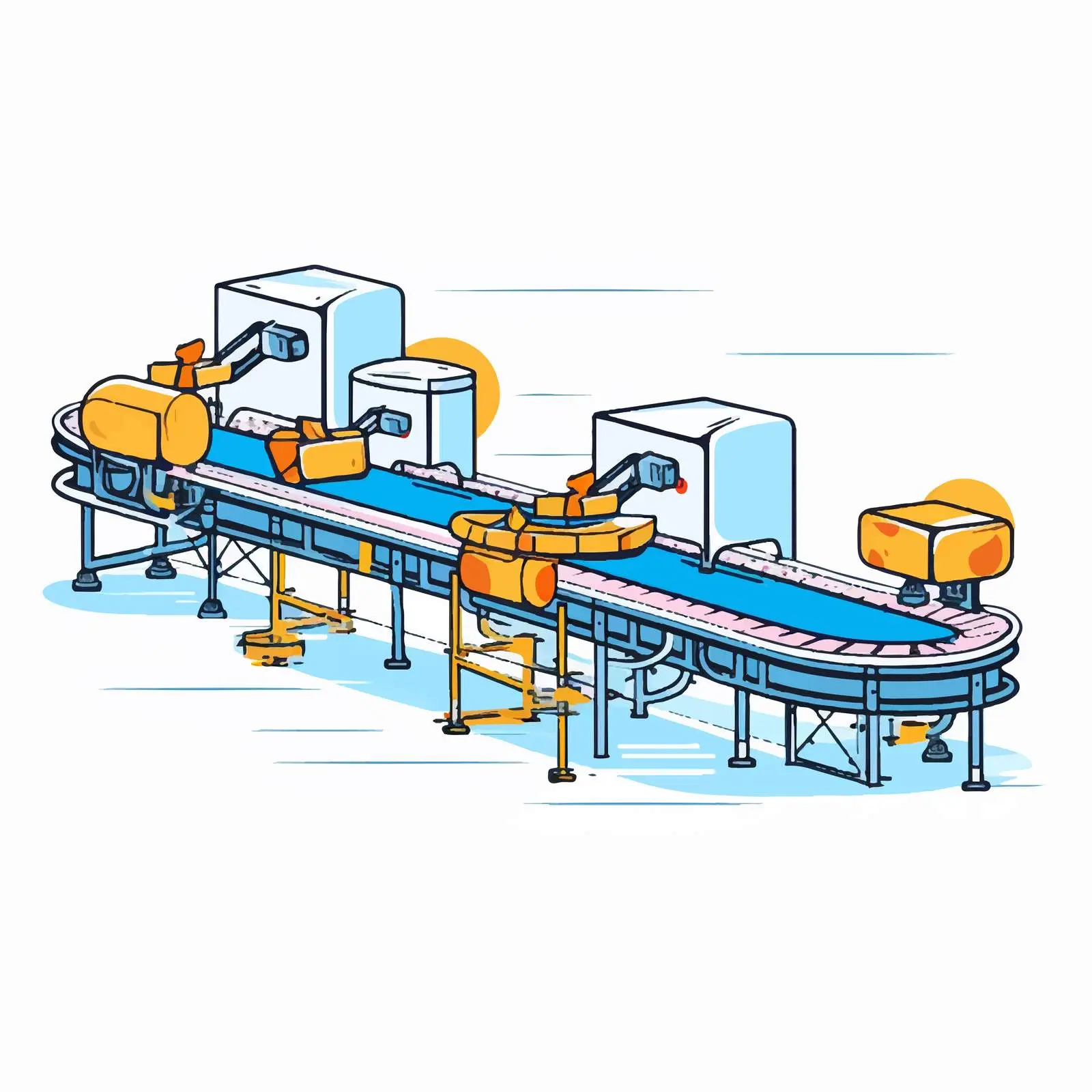 Flat Line Art Conveyor System Illustration – free conveyor image from Dotvec