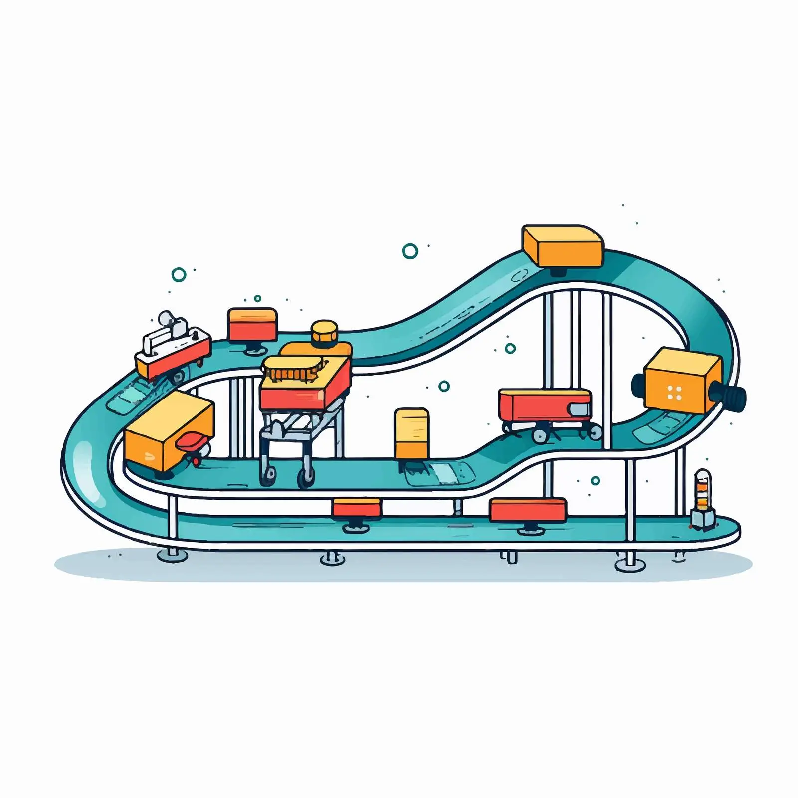 Flat Style Line Art Conveyor System Design — free download from Dotvec