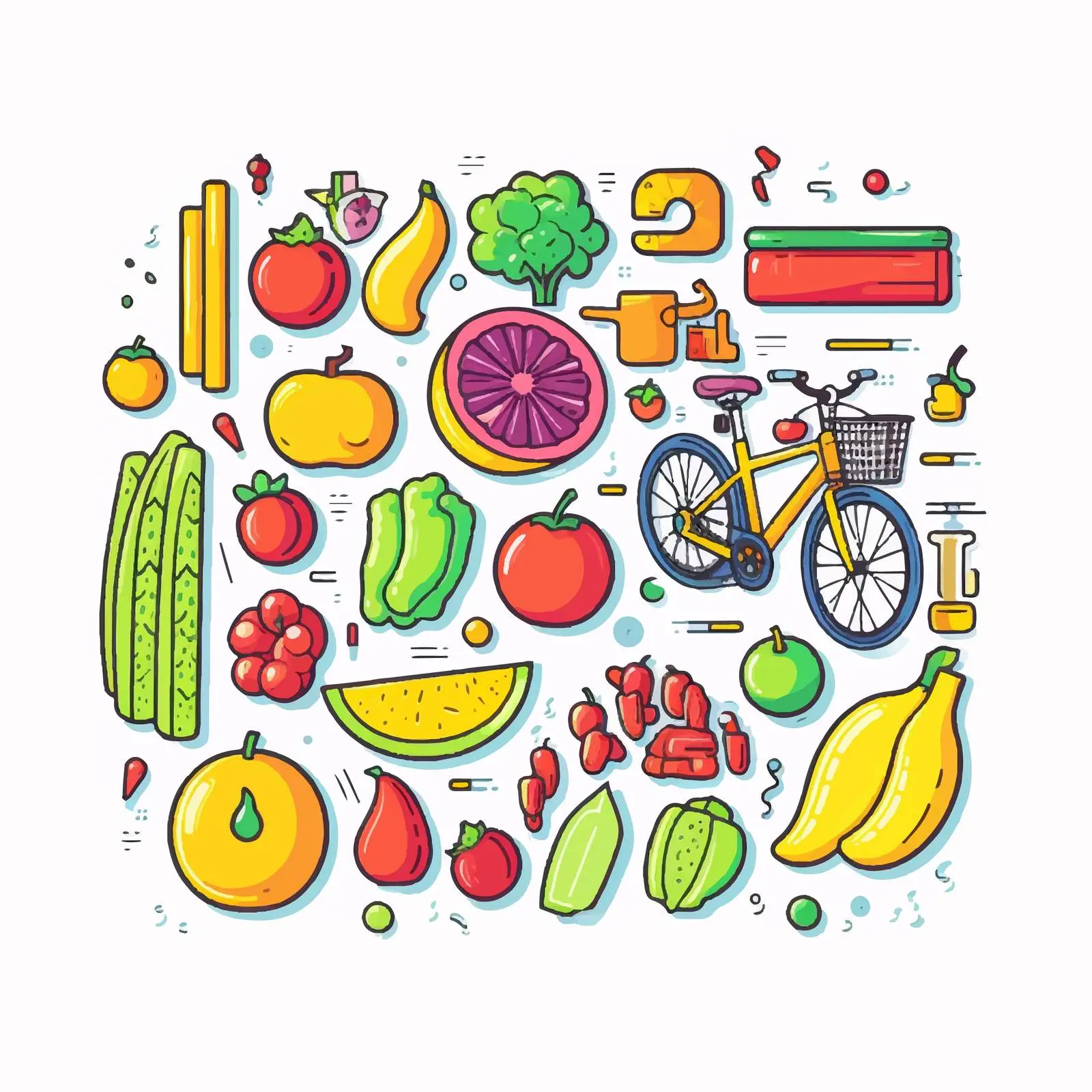 Colorful Vector Illustration of Healthy Lifestyle — free download from Dotvec