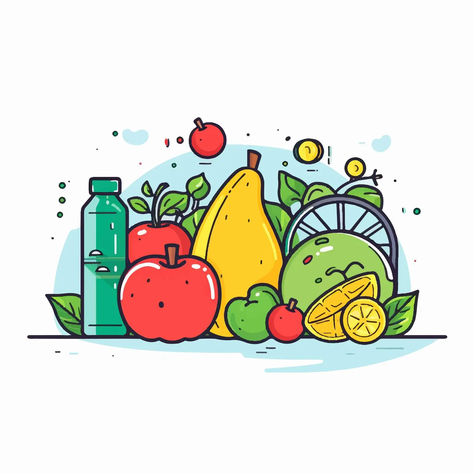 Healthy Lifestyle Sport Line Art Vector Illustration – free rounded image from Dotvec