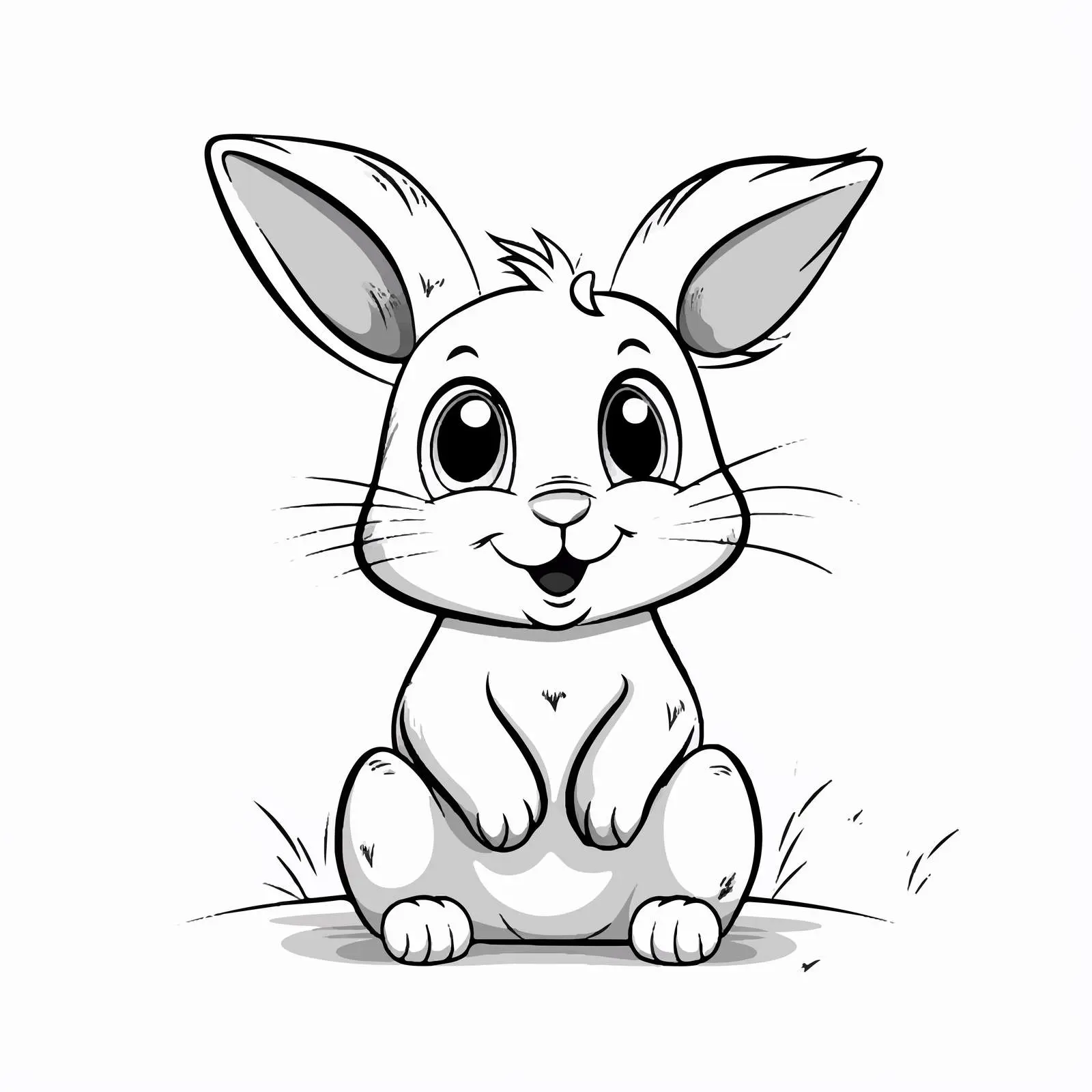 Cheerful Cartoon Rabbit Line Art Vector — free download from Dotvec