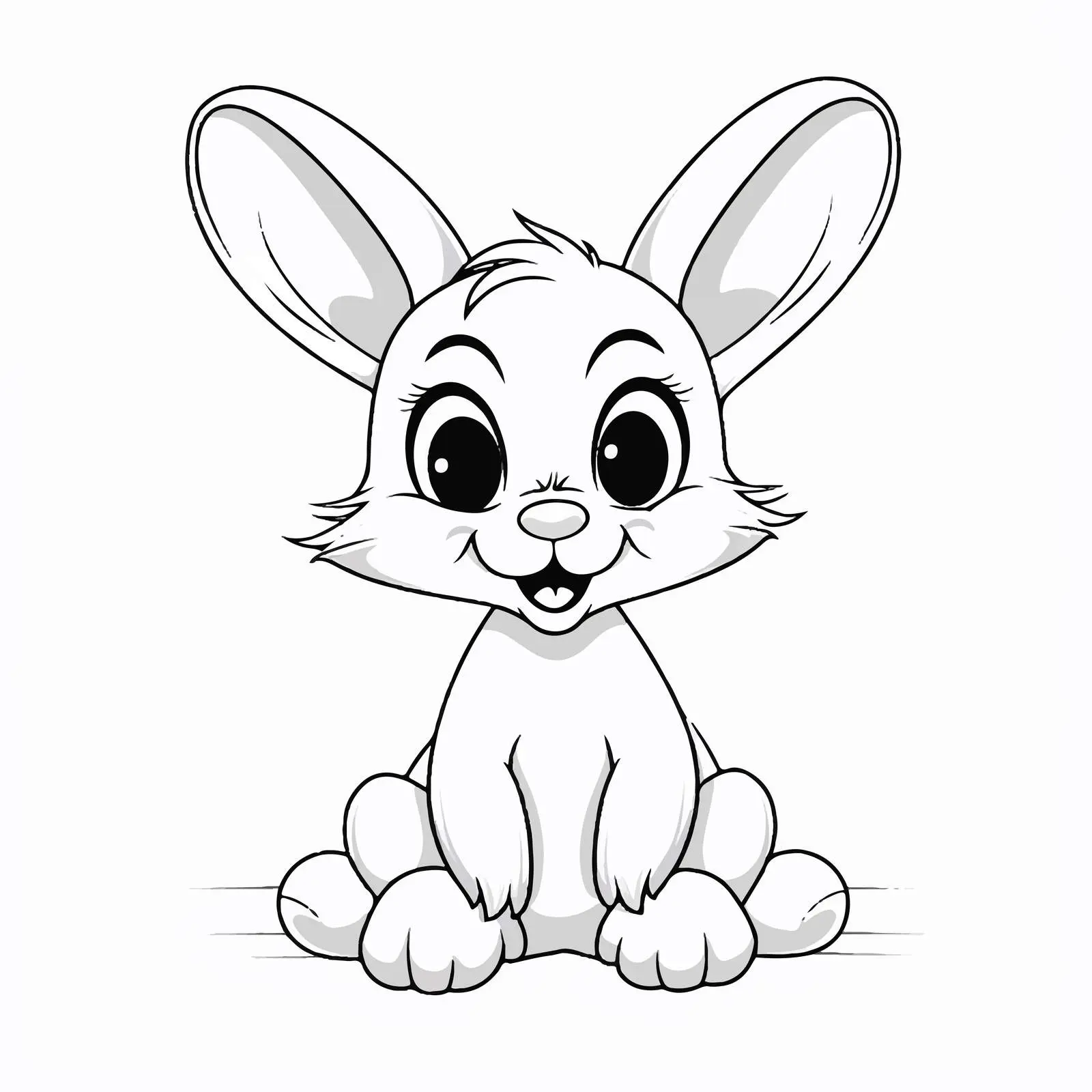 Cheerful Cartoon Rabbit Sitting Line Art Vector — free download from Dotvec