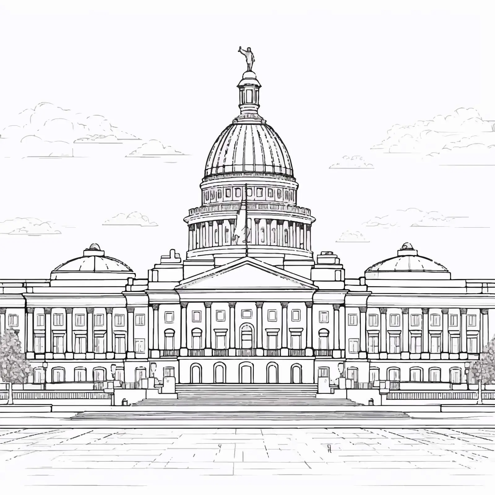 Traditional Government Building Line Art with Dome — free download from Dotvec