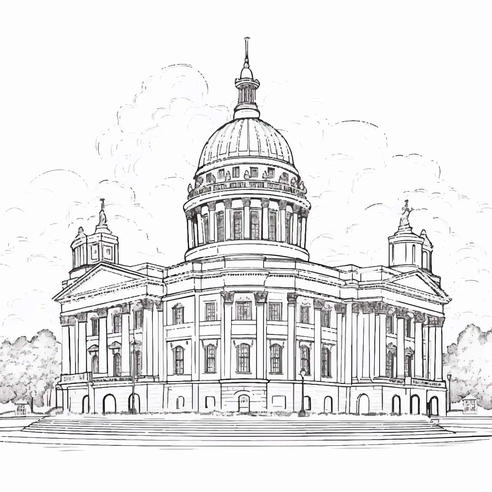 Traditional Government Building Line Art Design — free download from Dotvec