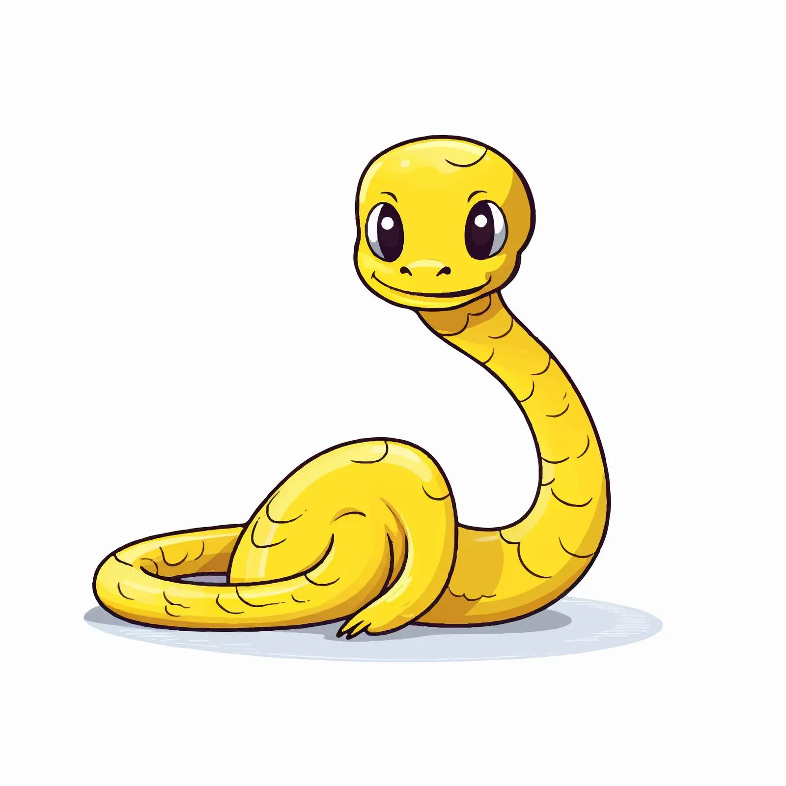 Cute Yellow Snake Line Art Vector Illustration — free download from Dotvec