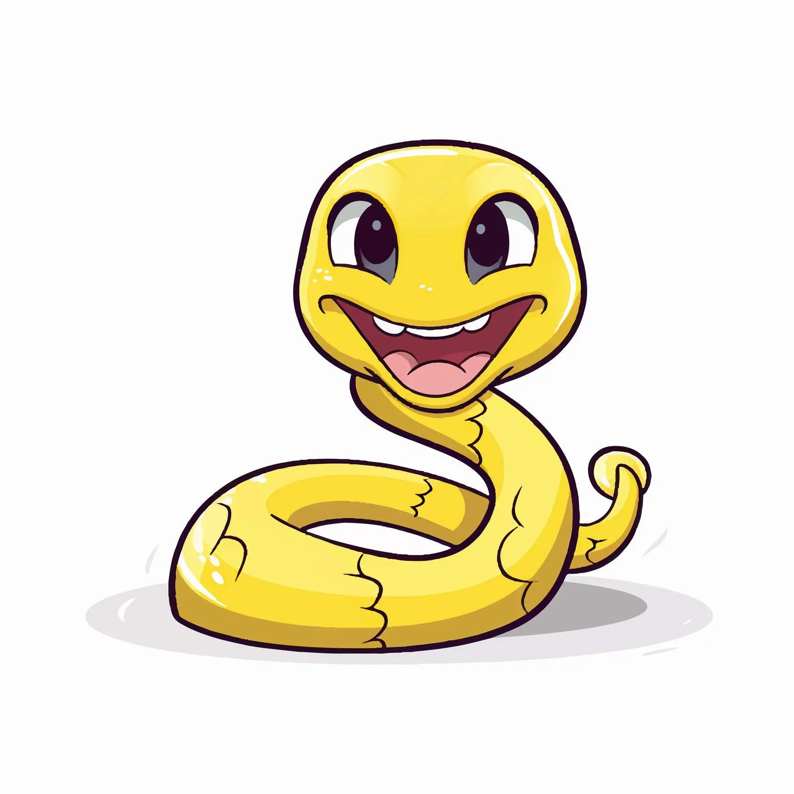 Cute Yellow Snake Line Art Vector Illustration – free contour drawing image from Dotvec