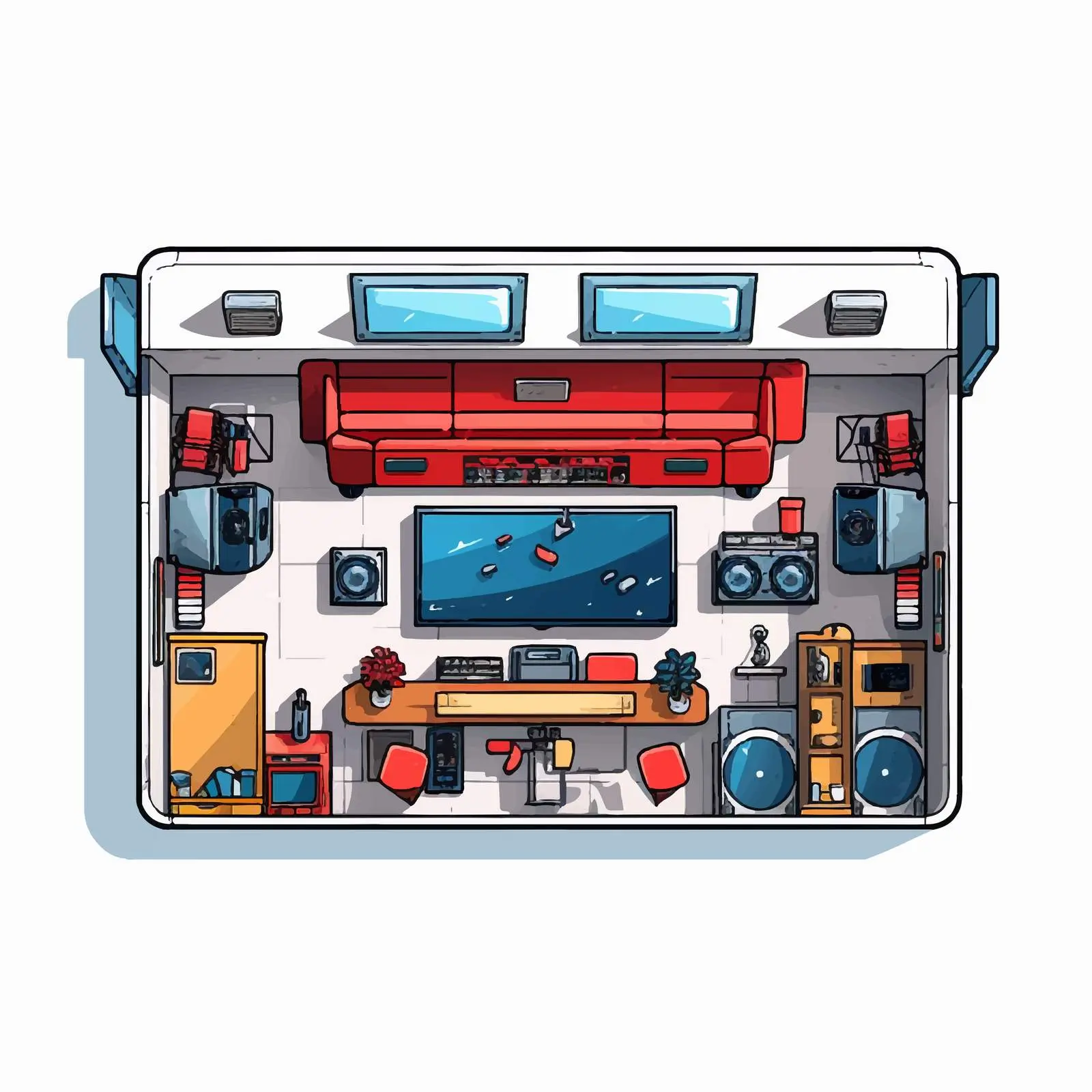 Modern Home Theatre Vector Illustration on White Background – free stereo image from Dotvec