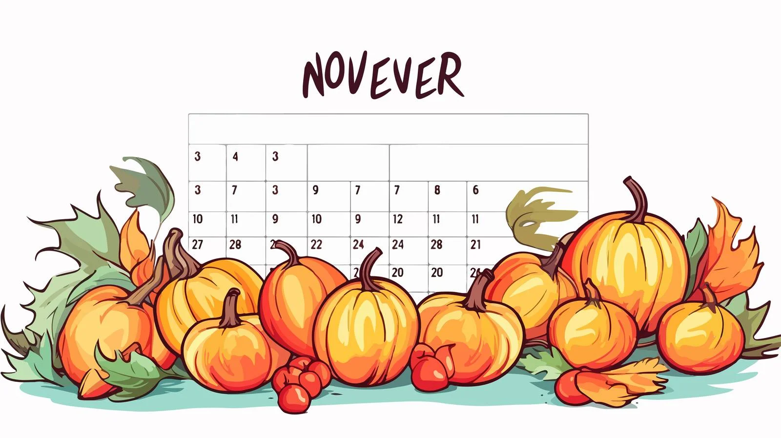 Cartoon Calendar for November — free download from Dotvec