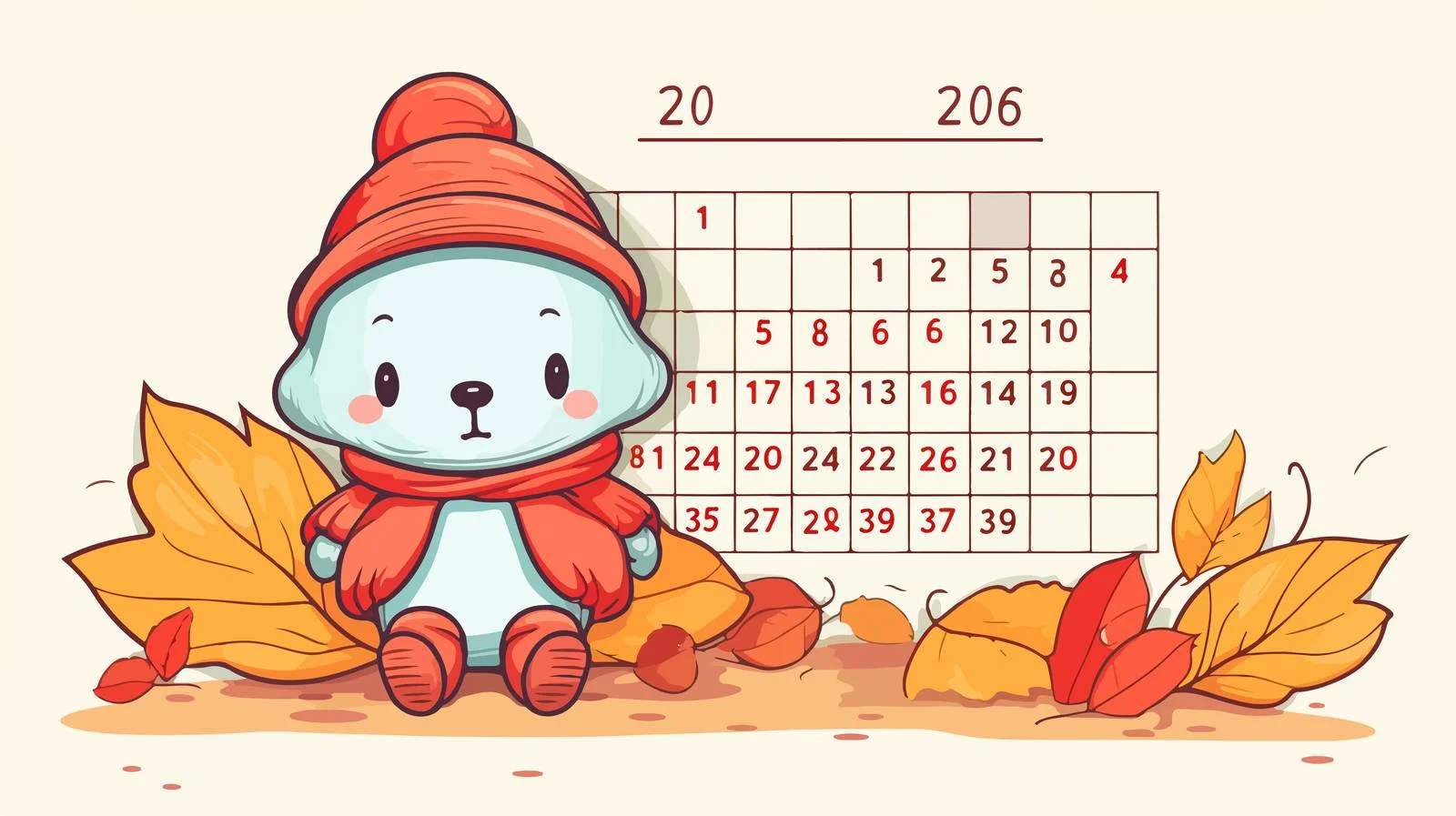 Cartoon November Calendar — free download from Dotvec