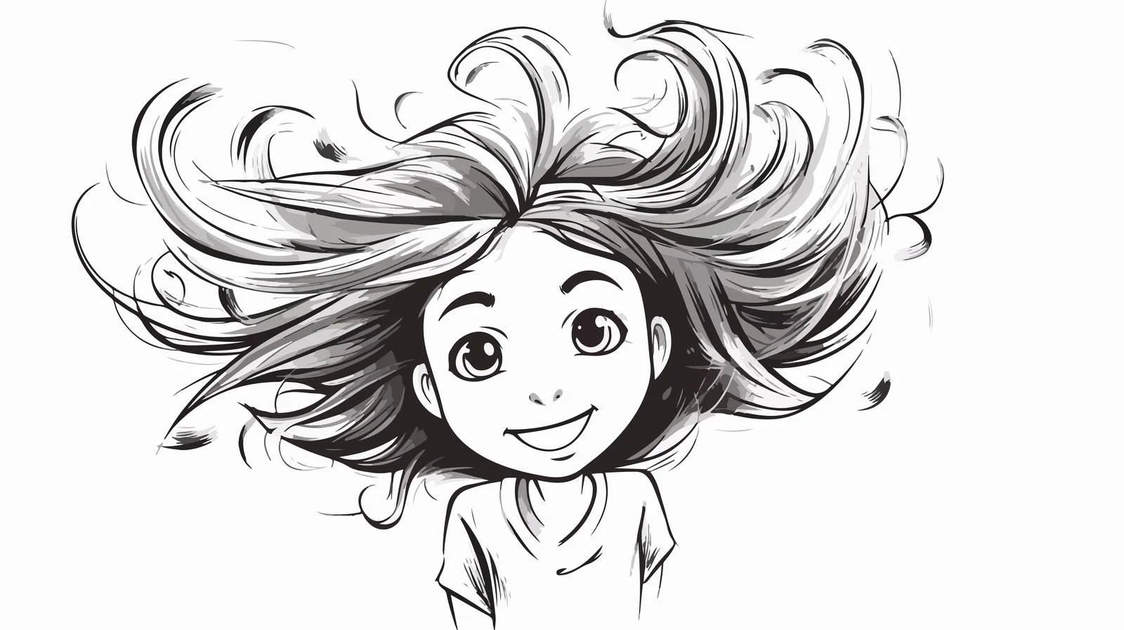 Cartoon Girl Playing with Hair — free download from Dotvec