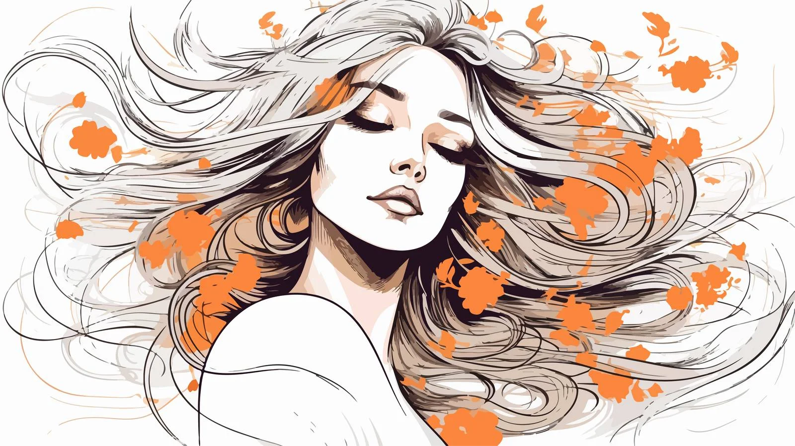 Cartoon Girl Playing with Hair — free download from Dotvec