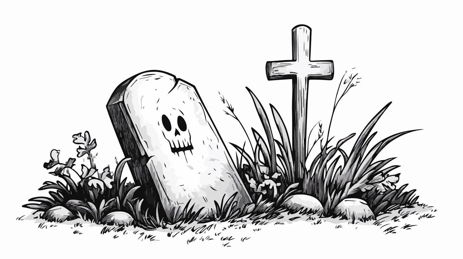 Cartoon Grave Stone Vector Illustration — free download from Dotvec