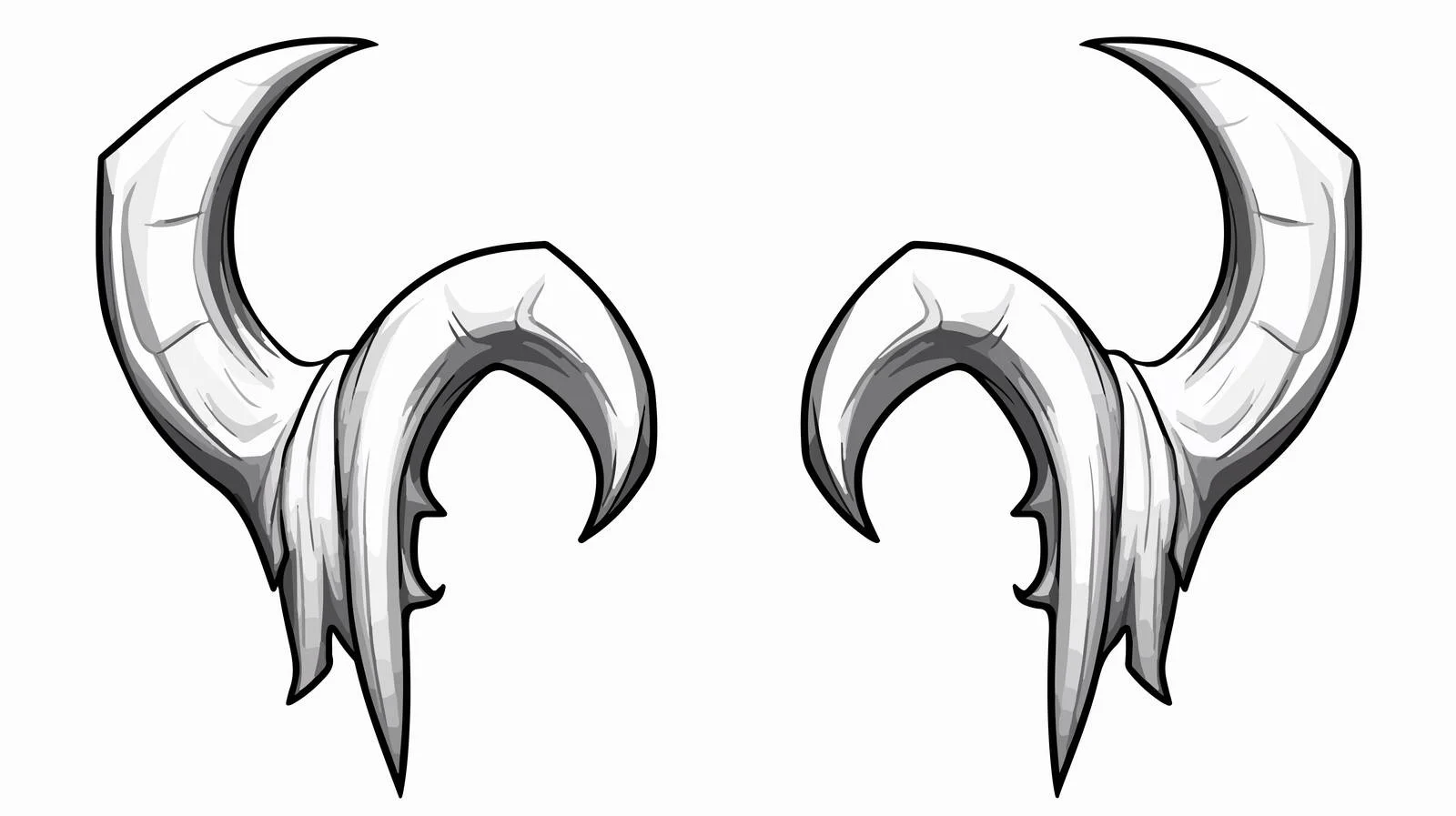 Cartoon Horns Line Drawing Illustration — free download from Dotvec