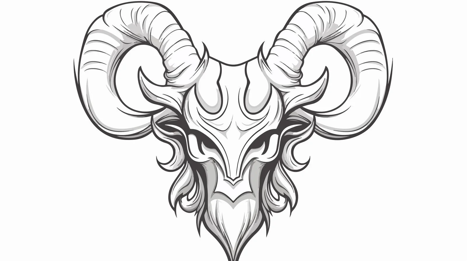 Cartoon Horns Line Drawing Vector Illustration — free download from Dotvec