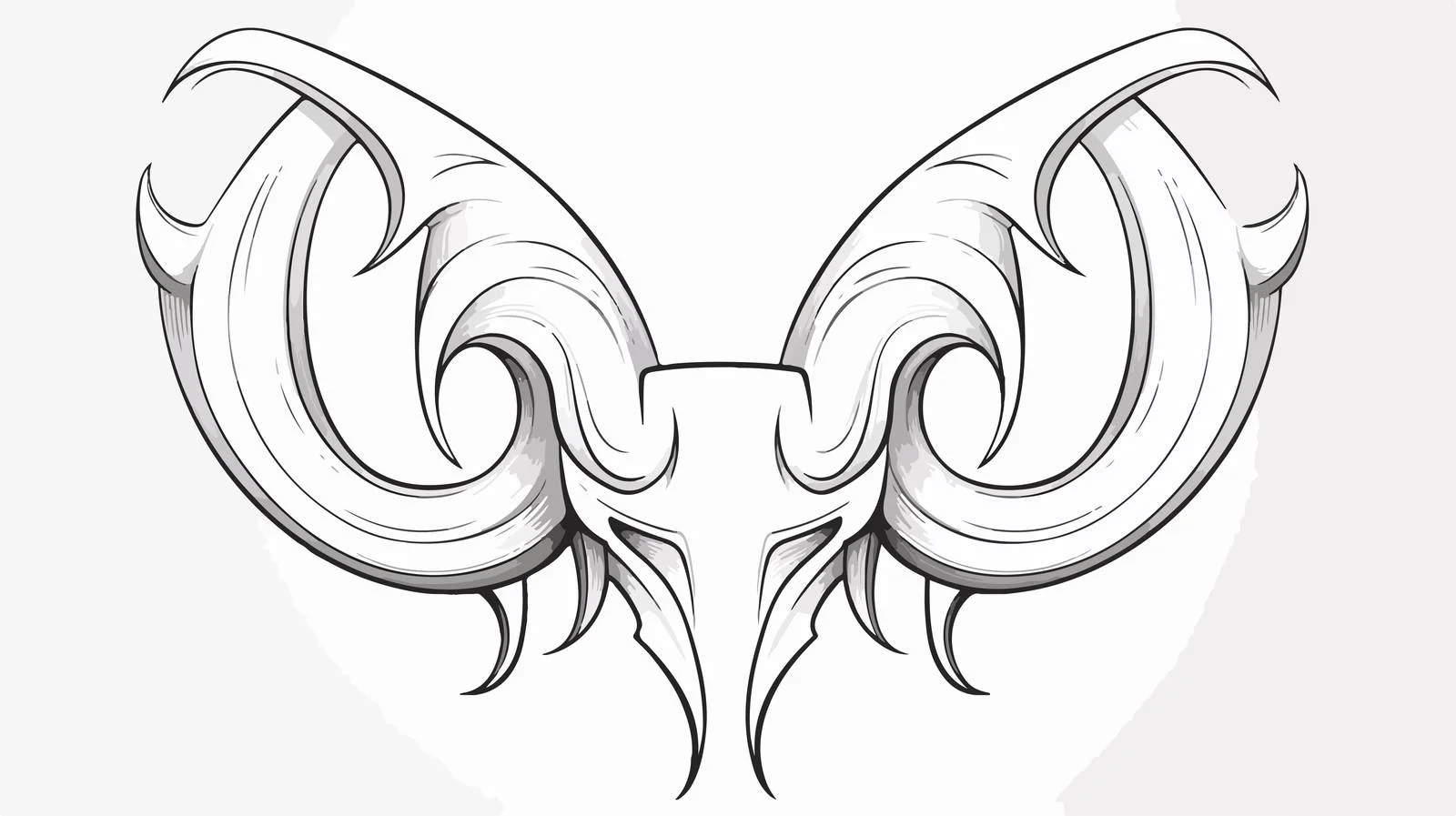 Cartoon Horns Line Drawing Vector Illustration — free download from Dotvec