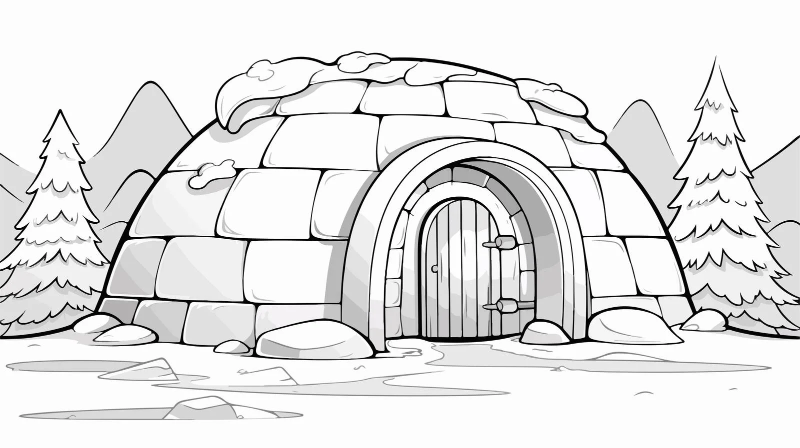 Cartoon Igloo Line Drawing Vector Illustration — free download from Dotvec