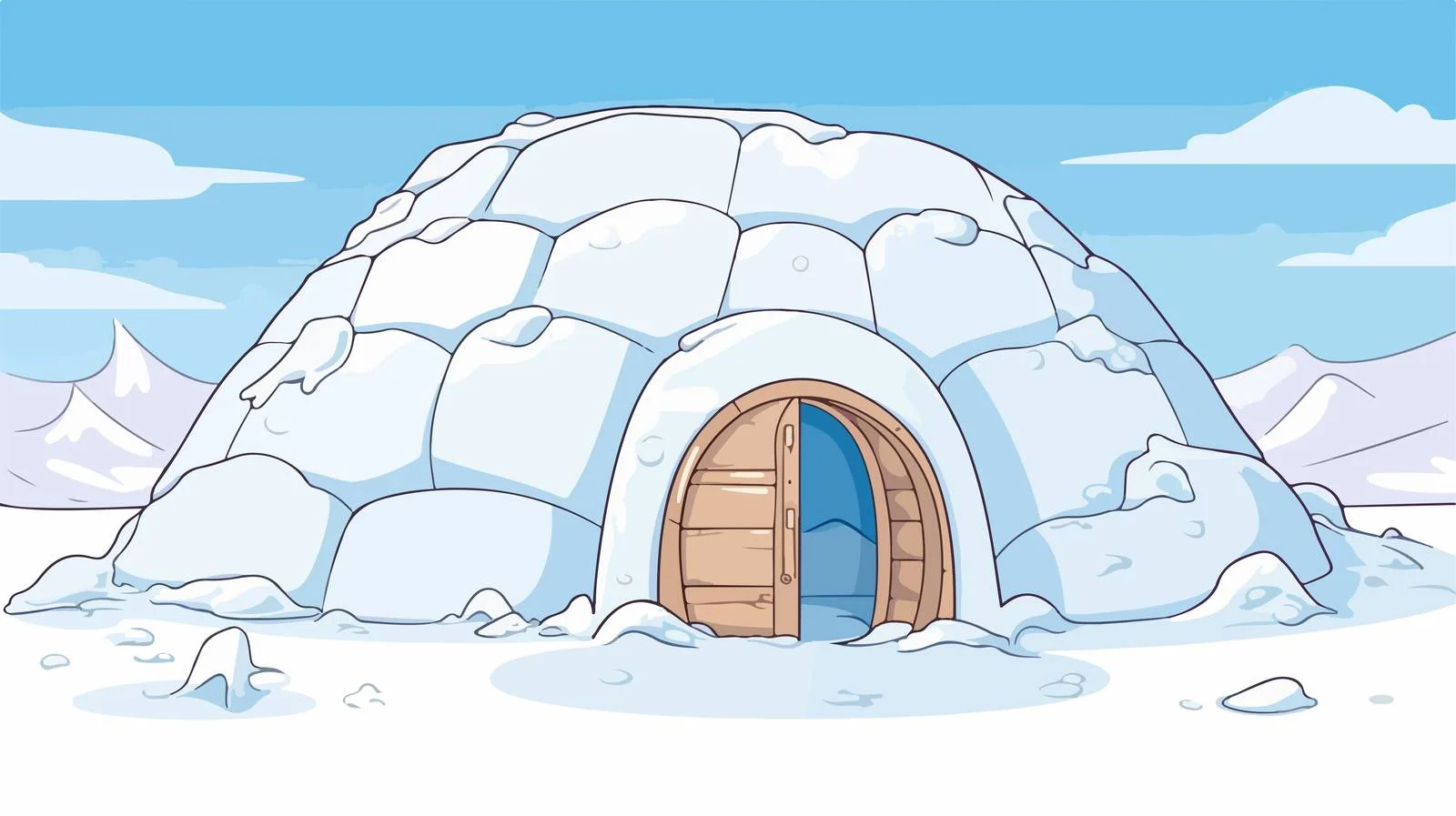 Cartoon Igloo Line Drawing Vector Illustration — free download from Dotvec