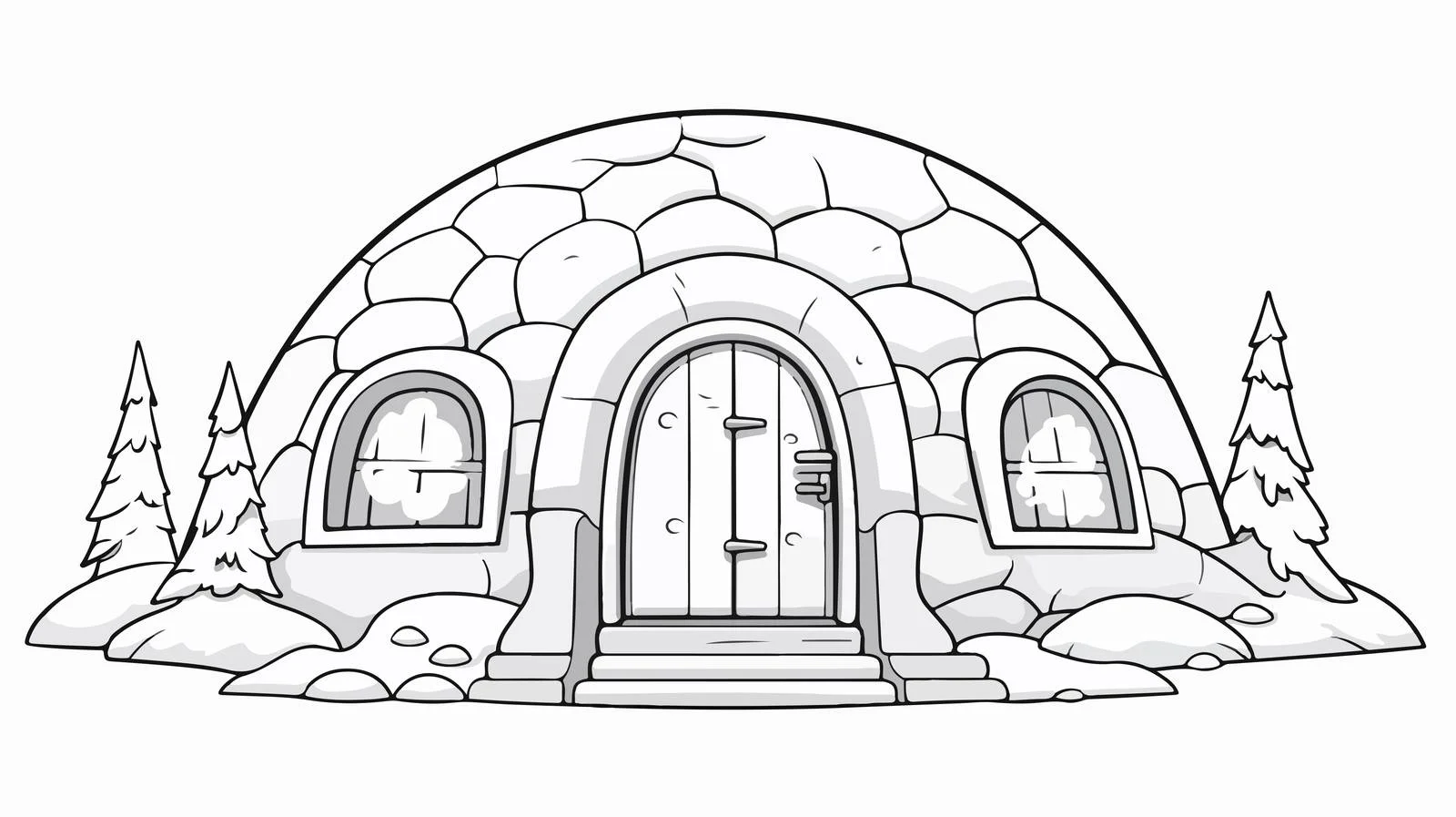 Cartoon Igloo Line Drawing Vector Illustration — free download from Dotvec