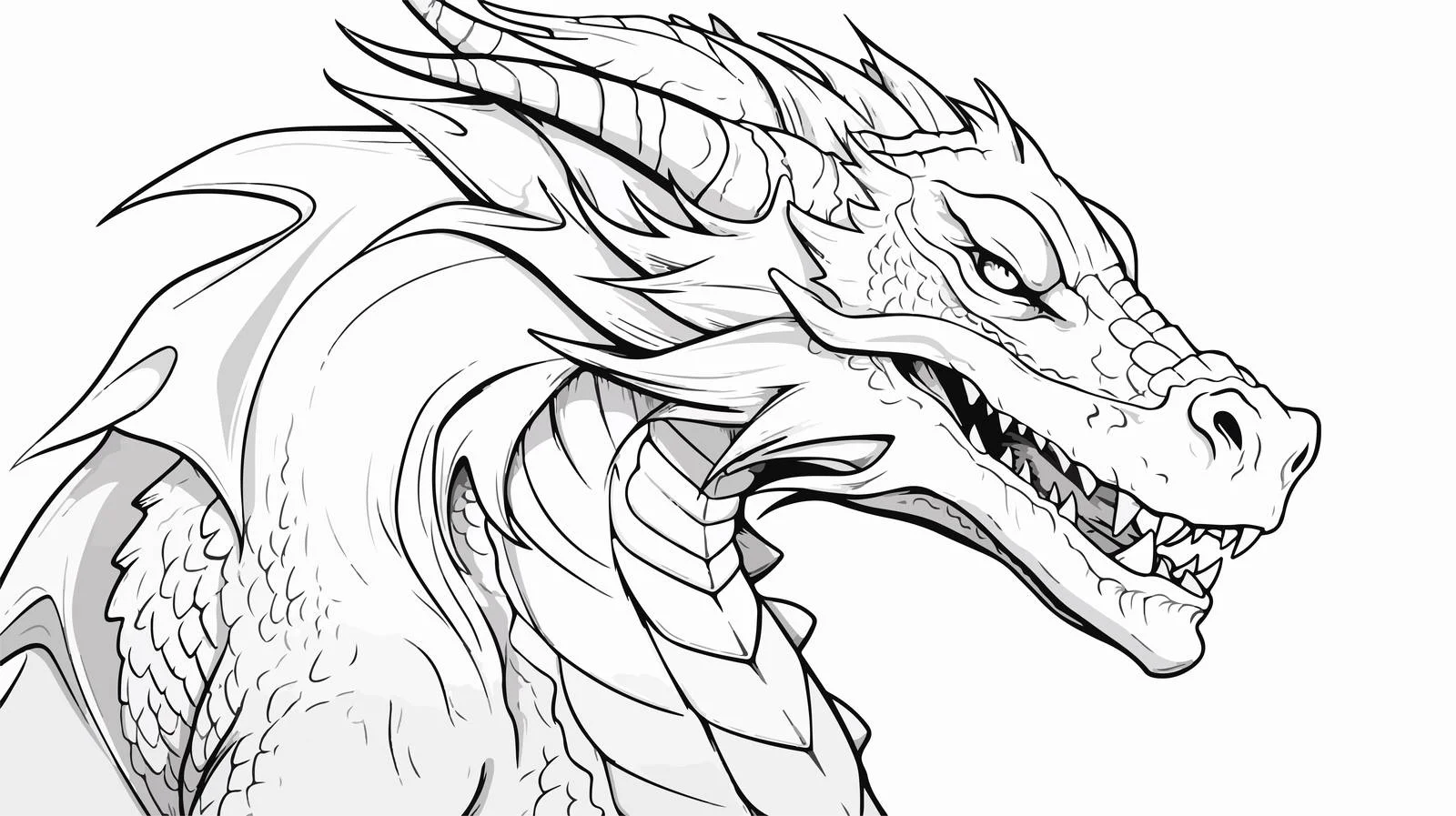 Magical Dragon Line Drawing Vector — free download from Dotvec