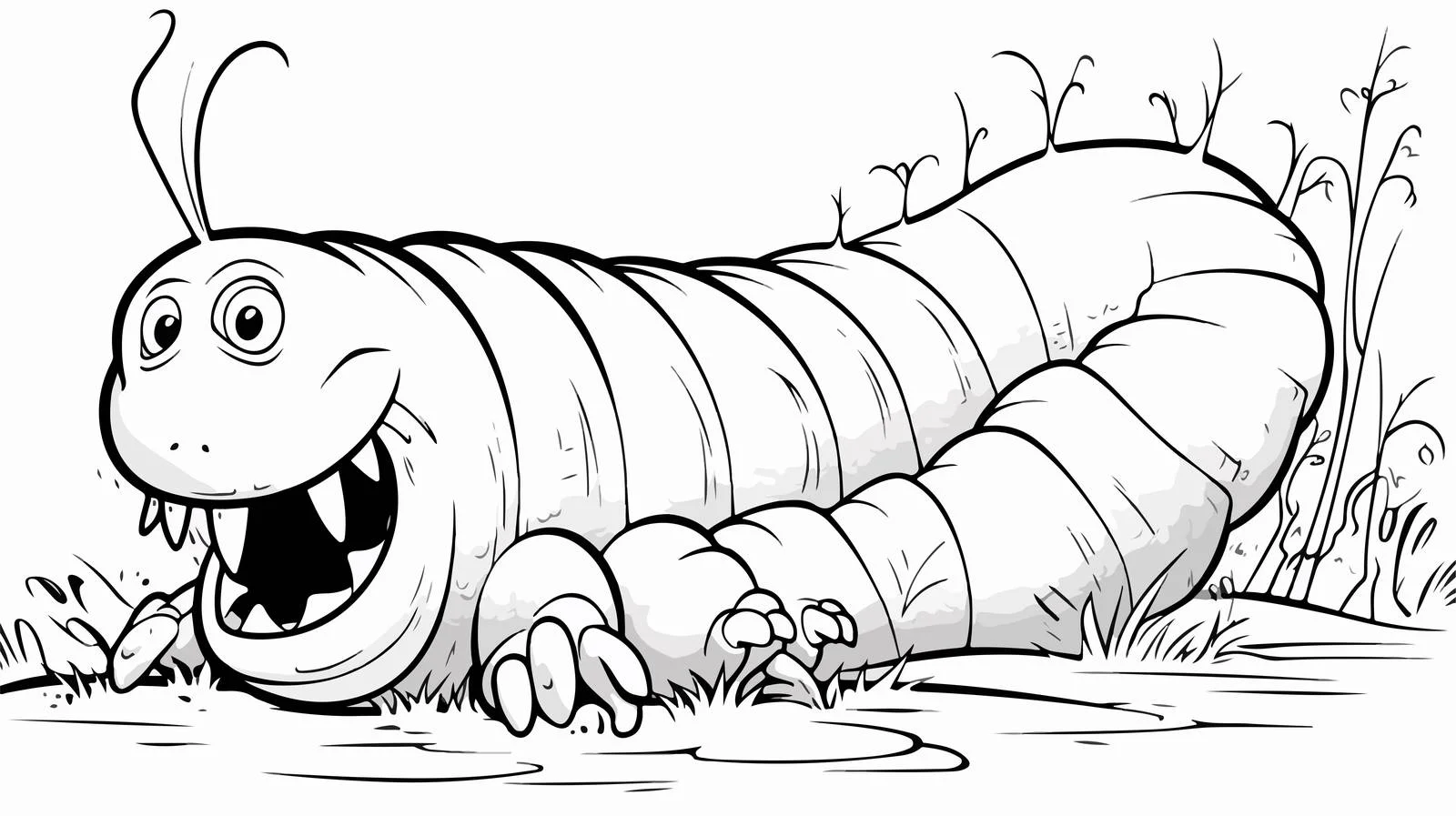 Cartoon Monster Leech Line Drawing Vector — free download from Dotvec