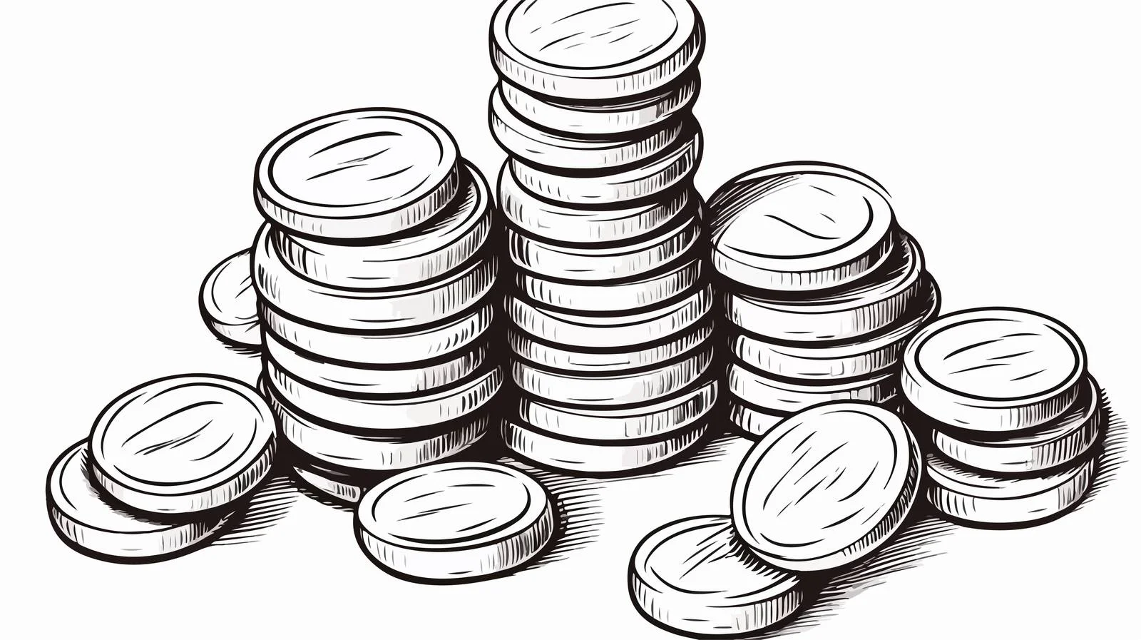 Cartoon Coins Line Drawing Vector Illustration — free download from Dotvec