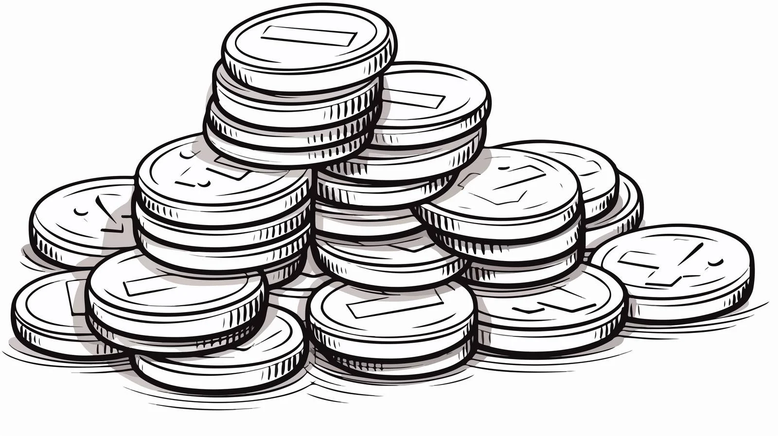 Cartoon Coins Line Drawing Vector Illustration — free download from Dotvec