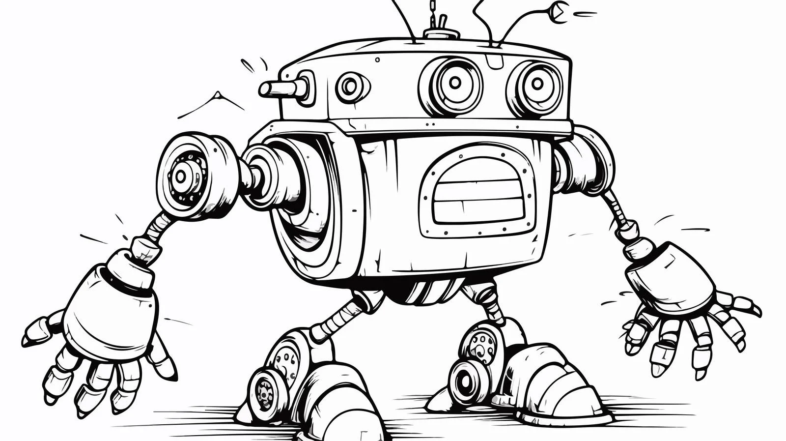 Whimsical Broken Robot Cartoon Drawing — free download from Dotvec