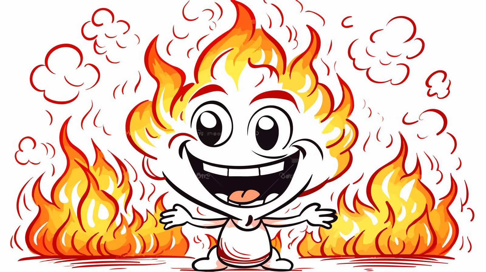 Cheerful Fire Cartoon Vector Illustration — free download from Dotvec