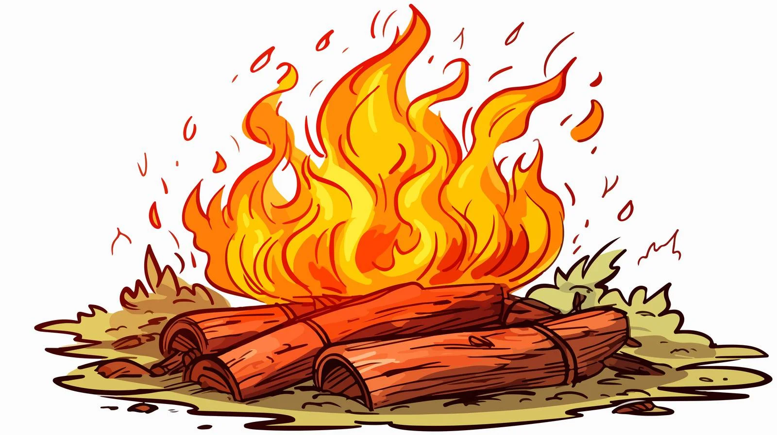 Cheerful Fire Cartoon Character Vector Illustration — free download from Dotvec