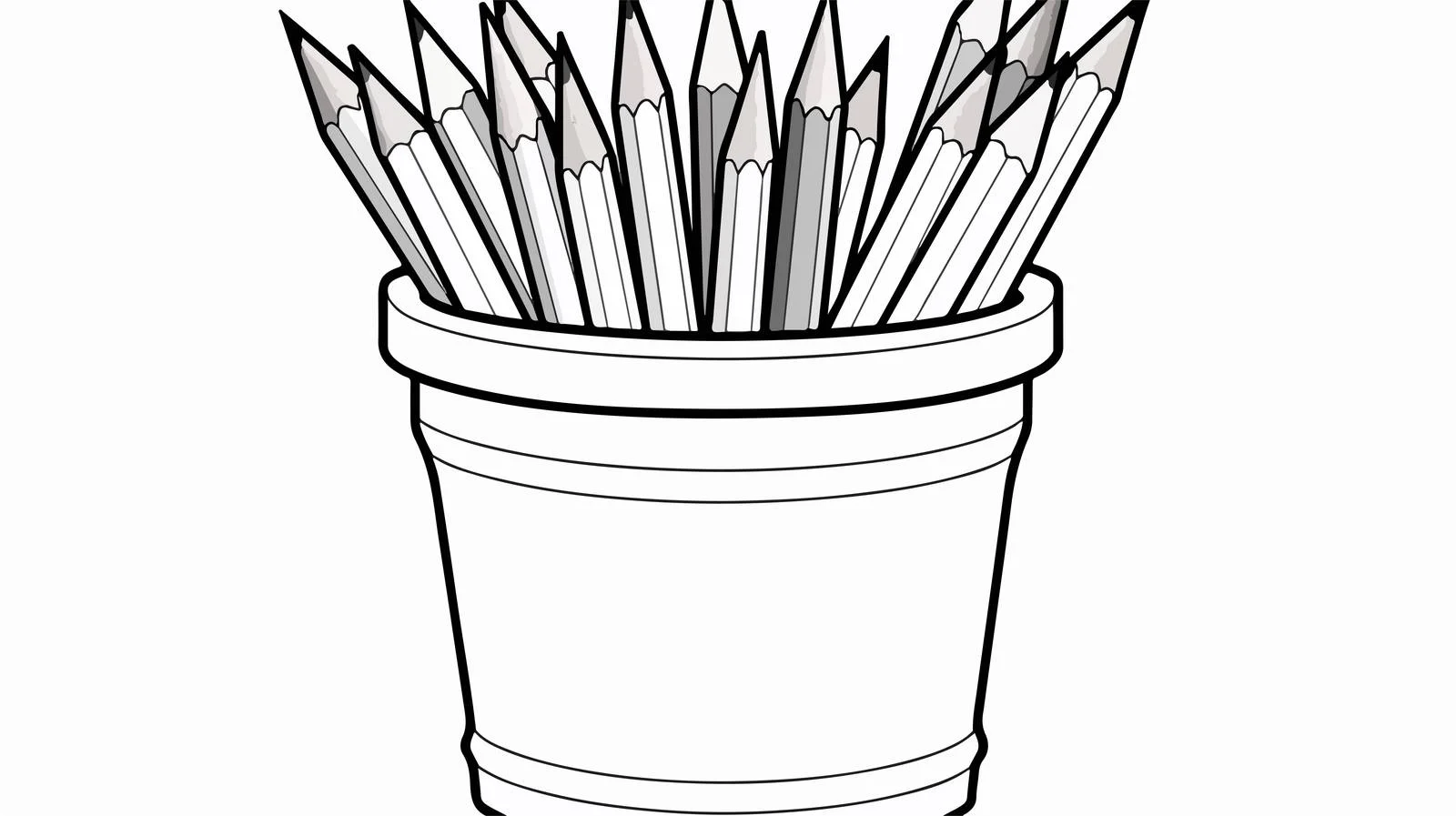 Cartoon Pencil Pot Line Drawing — free download from Dotvec