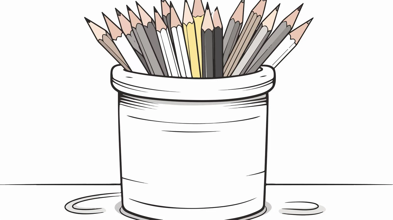 Pencil Pot Cartoon Line Drawing Illustration — free download from Dotvec