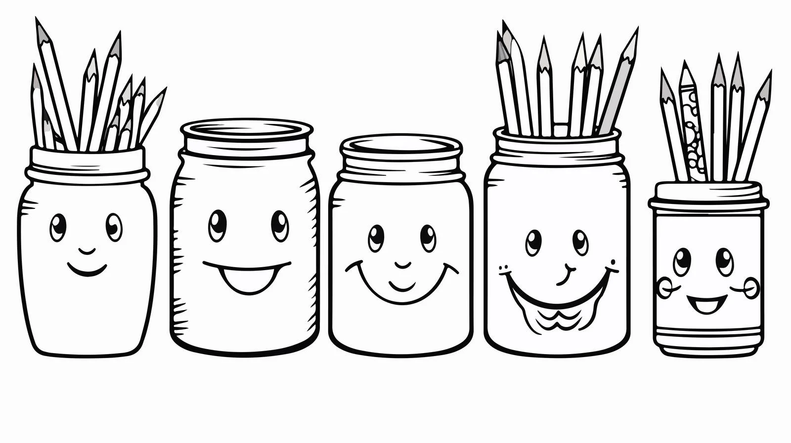 Pencil Pot Cartoon Line Drawing Illustration — free download from Dotvec