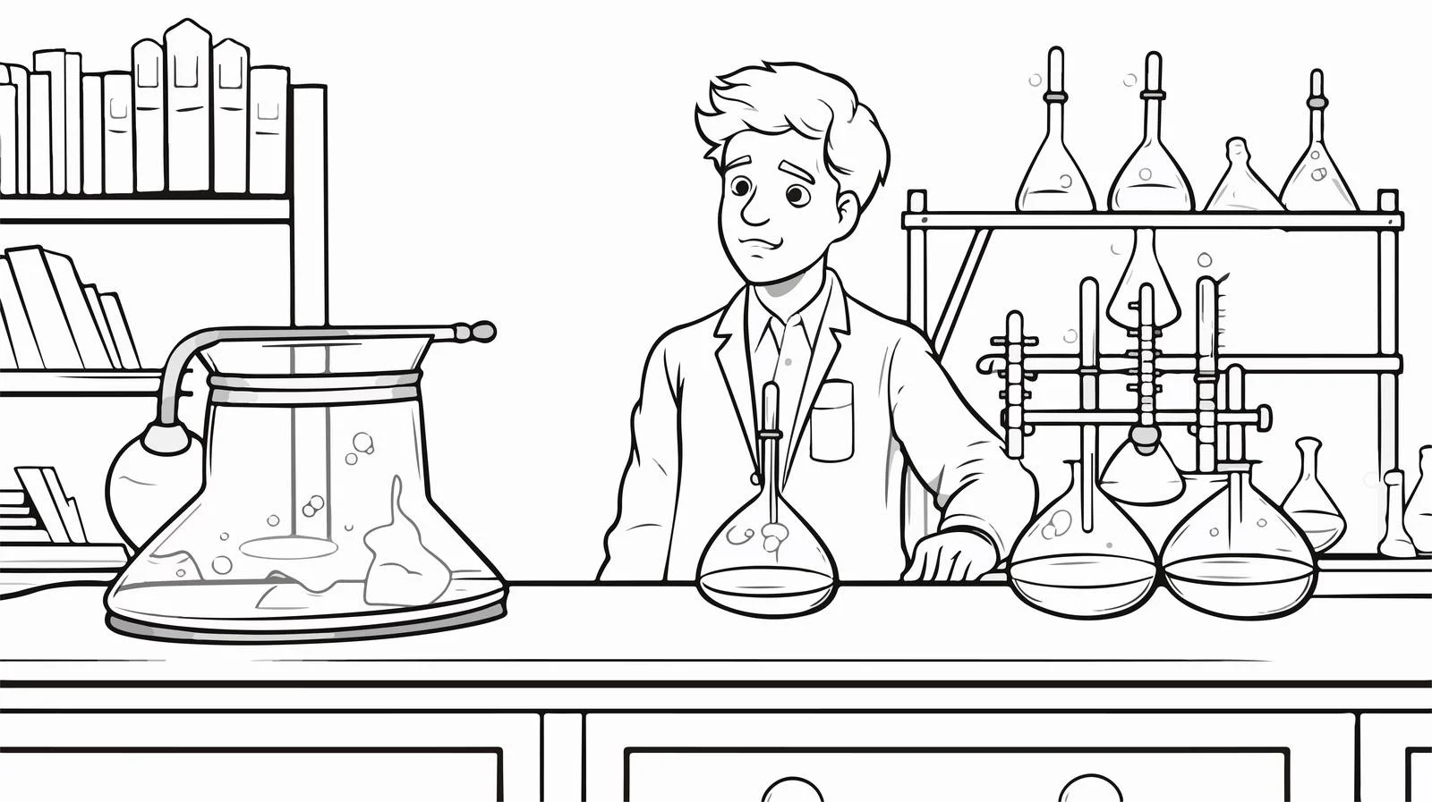 Scientific Experiment Line Drawing Cartoon — free download from Dotvec