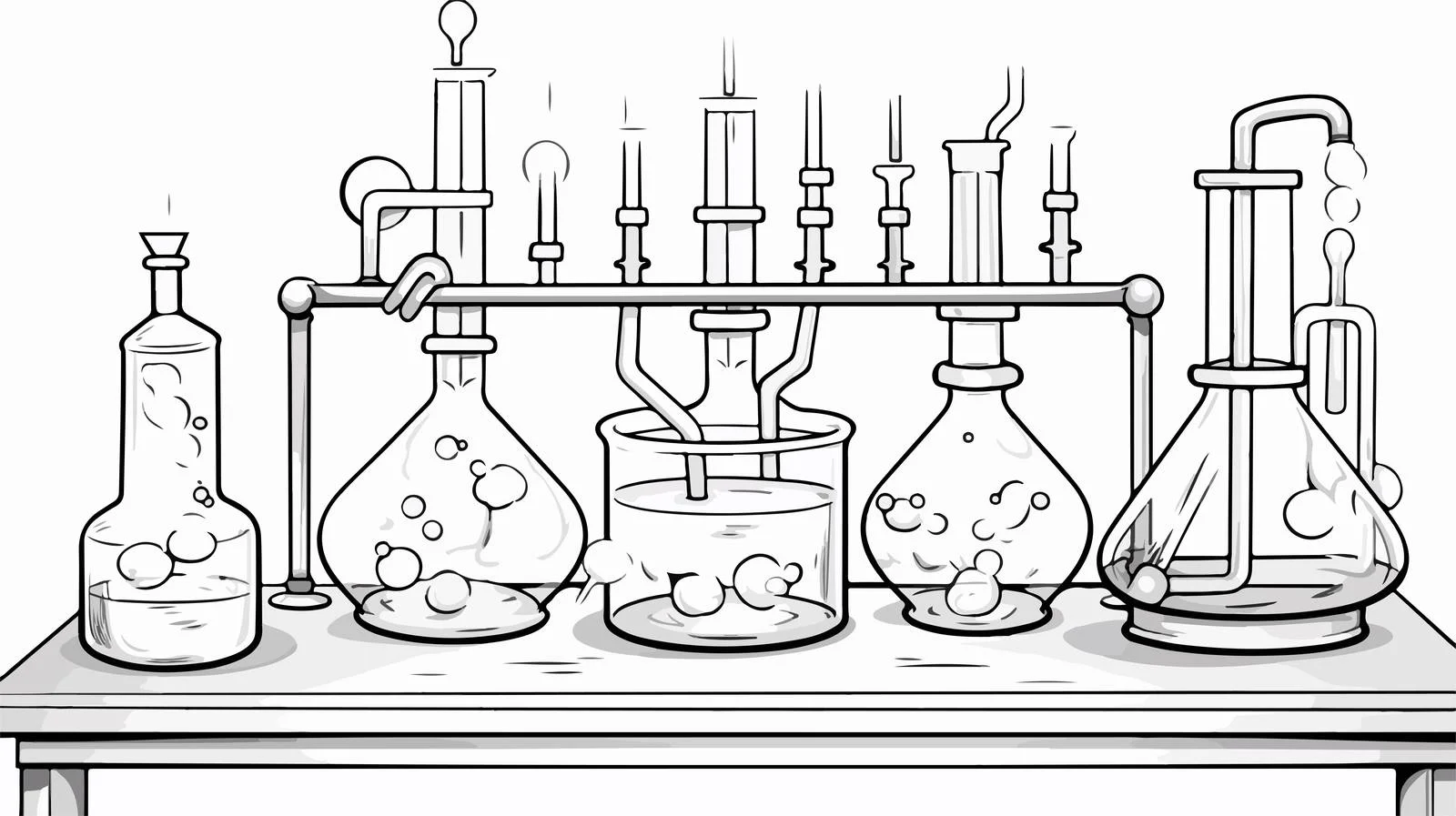 Science Experiment Line Drawing Cartoon — free download from Dotvec