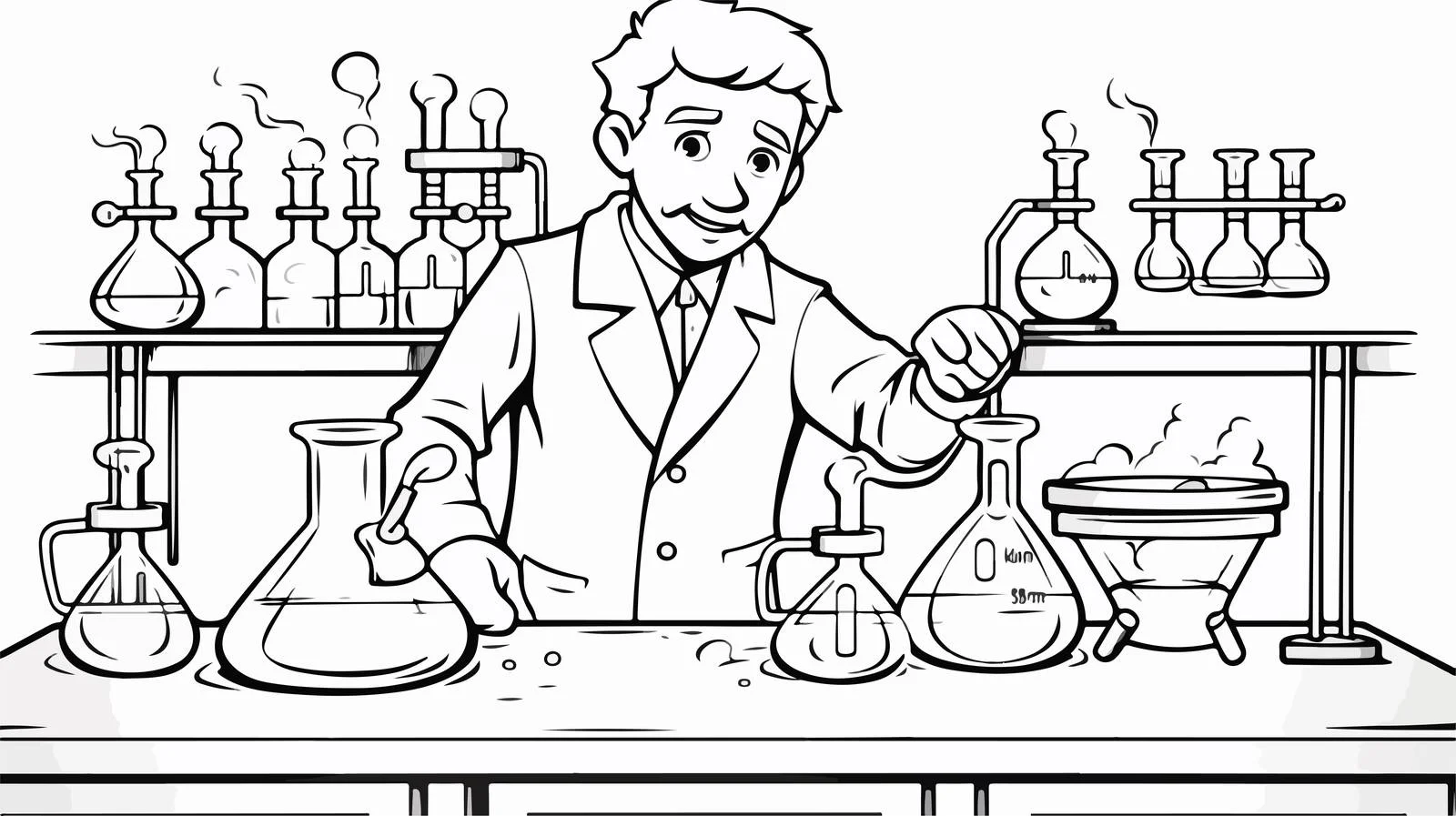 Science Experiment Cartoon Drawing — free download from Dotvec