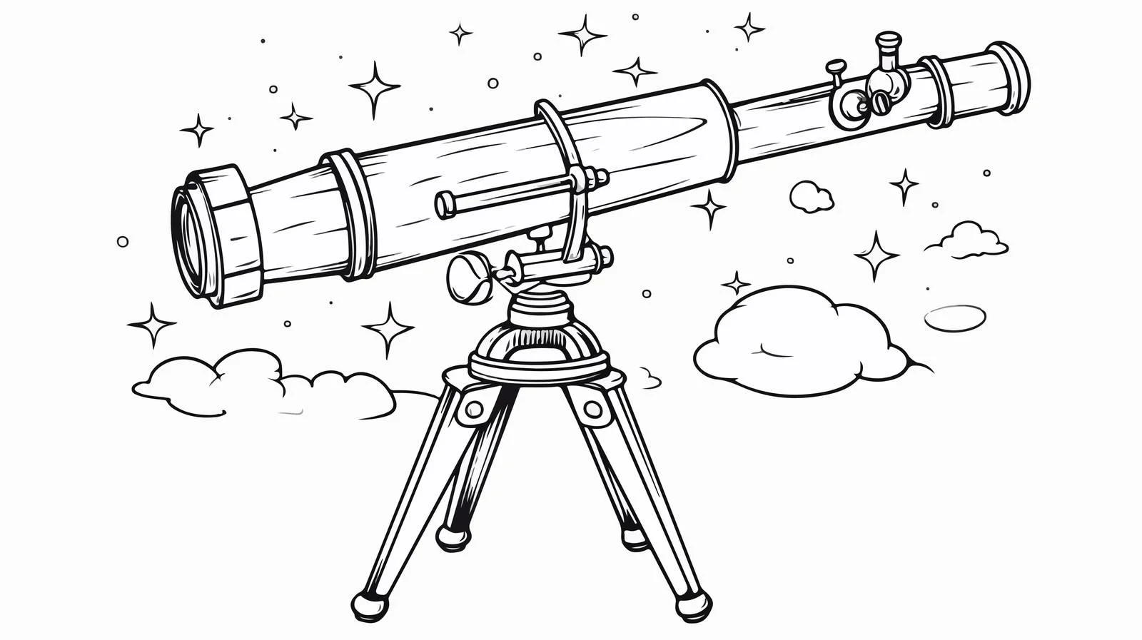 Telescope Line Drawing Illustration — free download from Dotvec