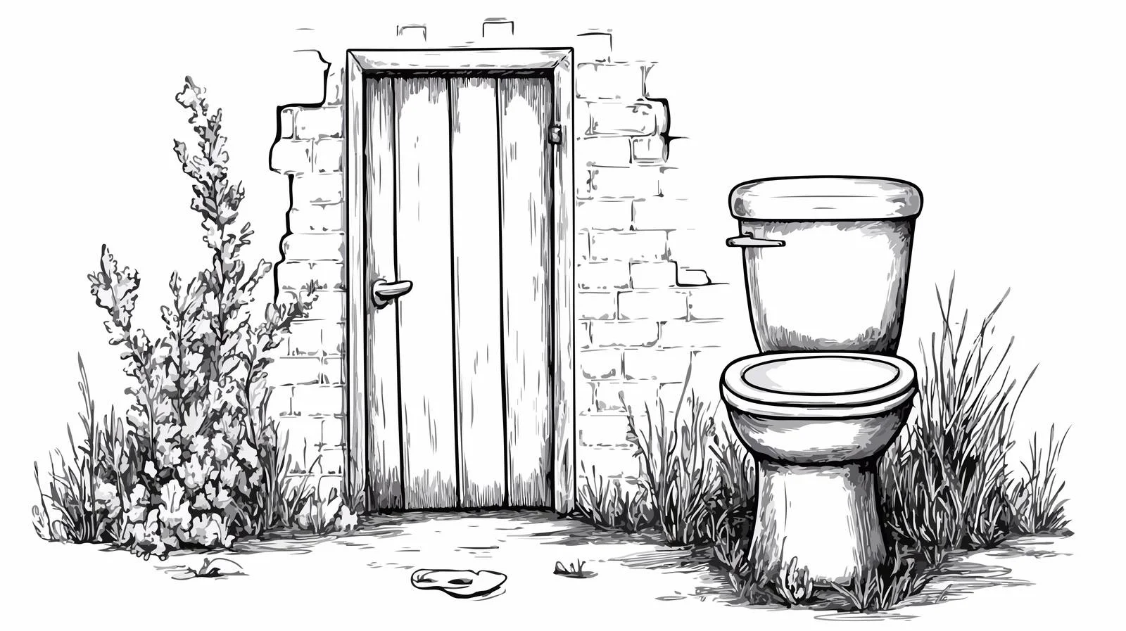 Vintage Outdoor Toilet Line Drawing Vector — free download from Dotvec