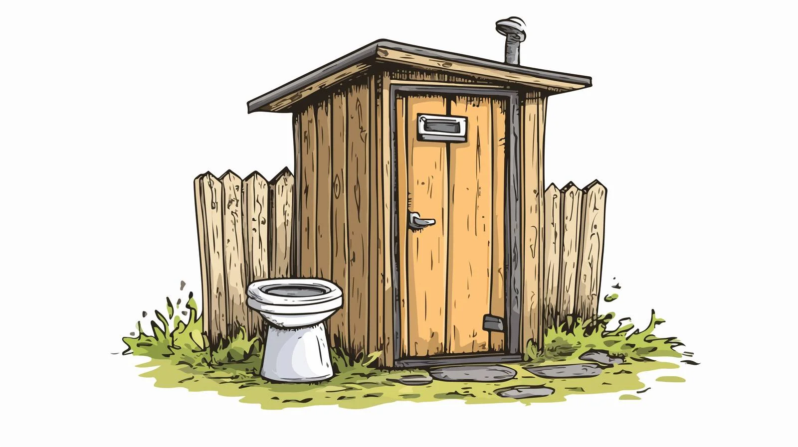 Outdoor Toilet Line Drawing Vector Illustration — free download from Dotvec
