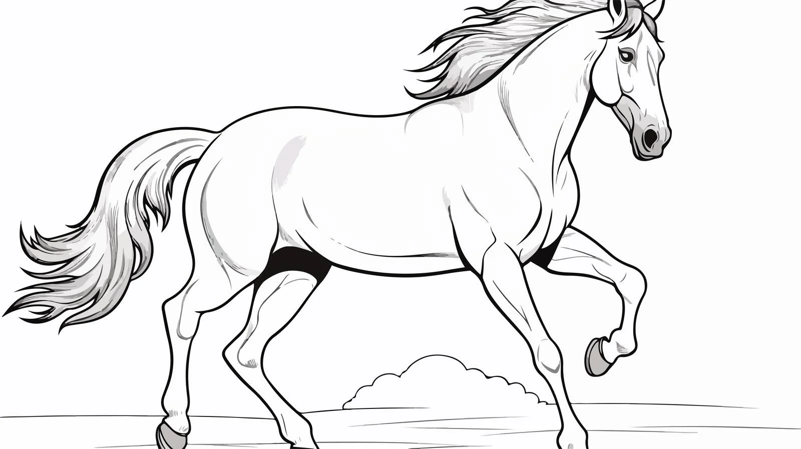 Running Horse Cartoon Line Drawing Vector — free download from Dotvec