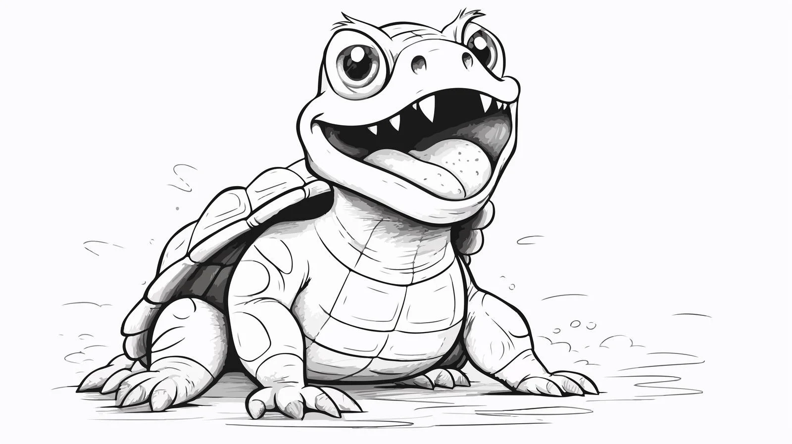 Cartoon Shocked Turtle Vector Drawing — free download from Dotvec