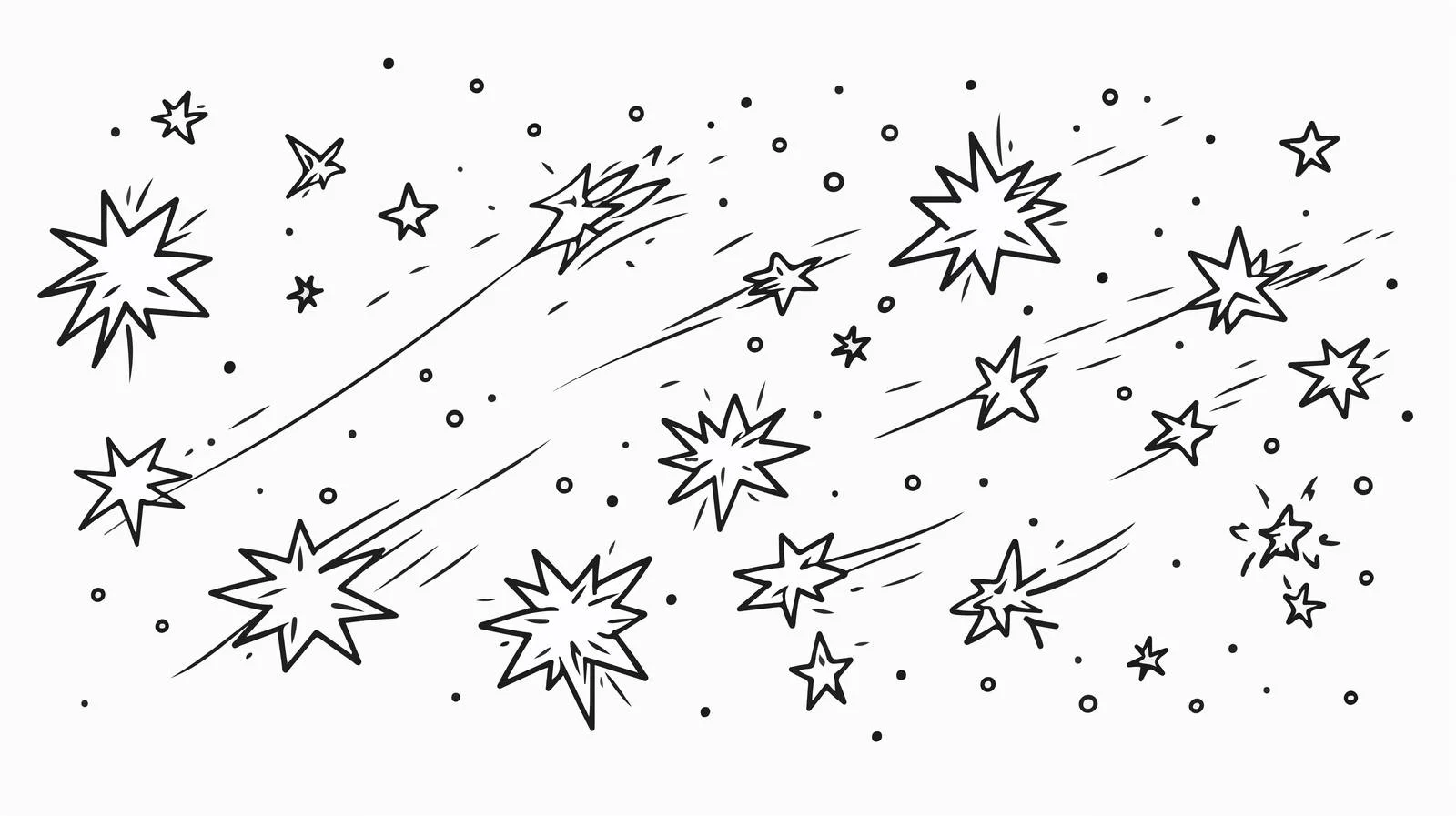 Cartoon Shooting Stars Line Drawing Vector — free download from Dotvec