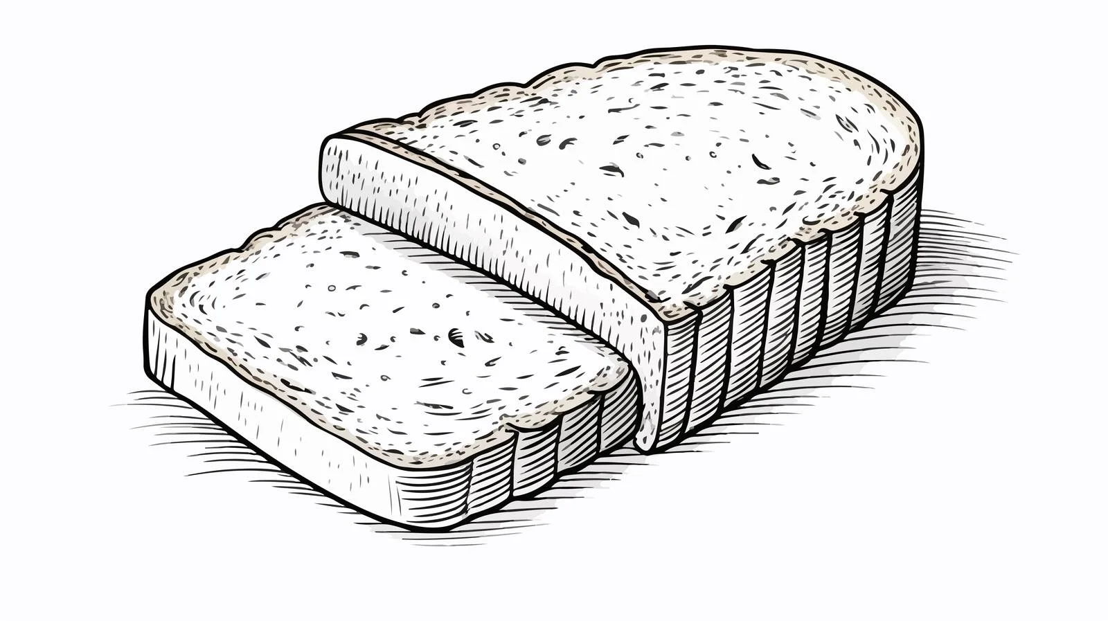 Cartoon Bread Slice Line Drawing — free download from Dotvec