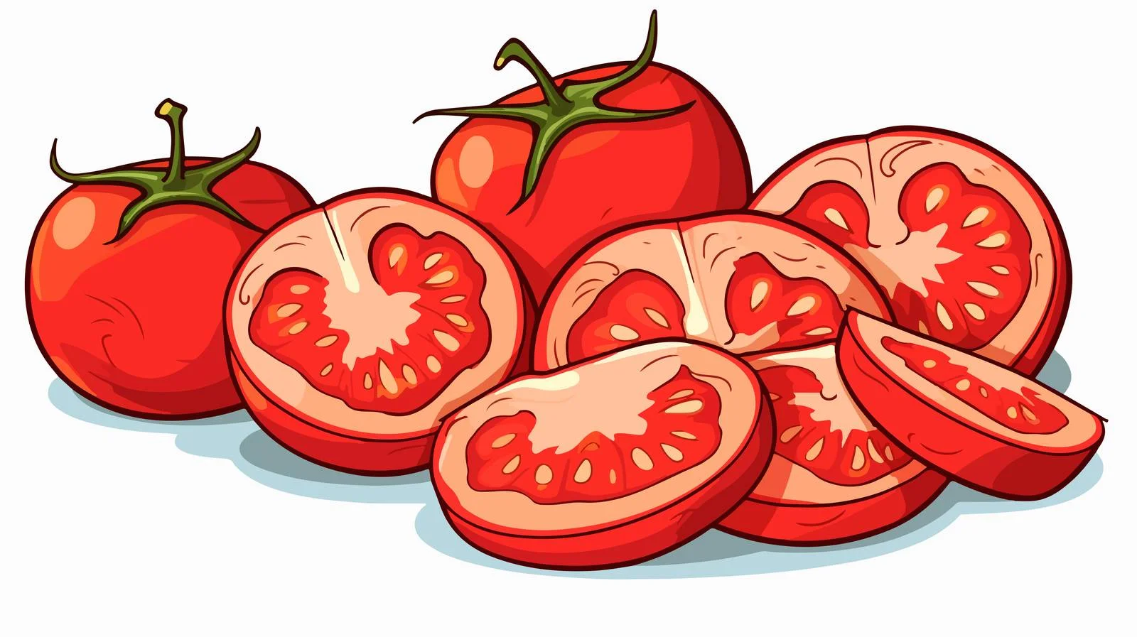 Cartoon Sliced Tomato Illustration — free download from Dotvec