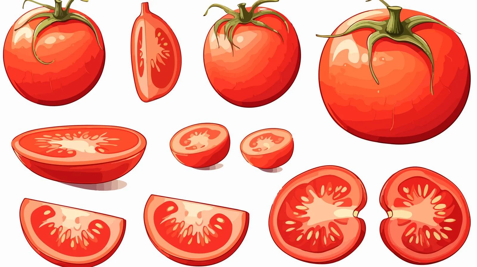 Cartoon Sliced Tomato Illustration — free download from Dotvec