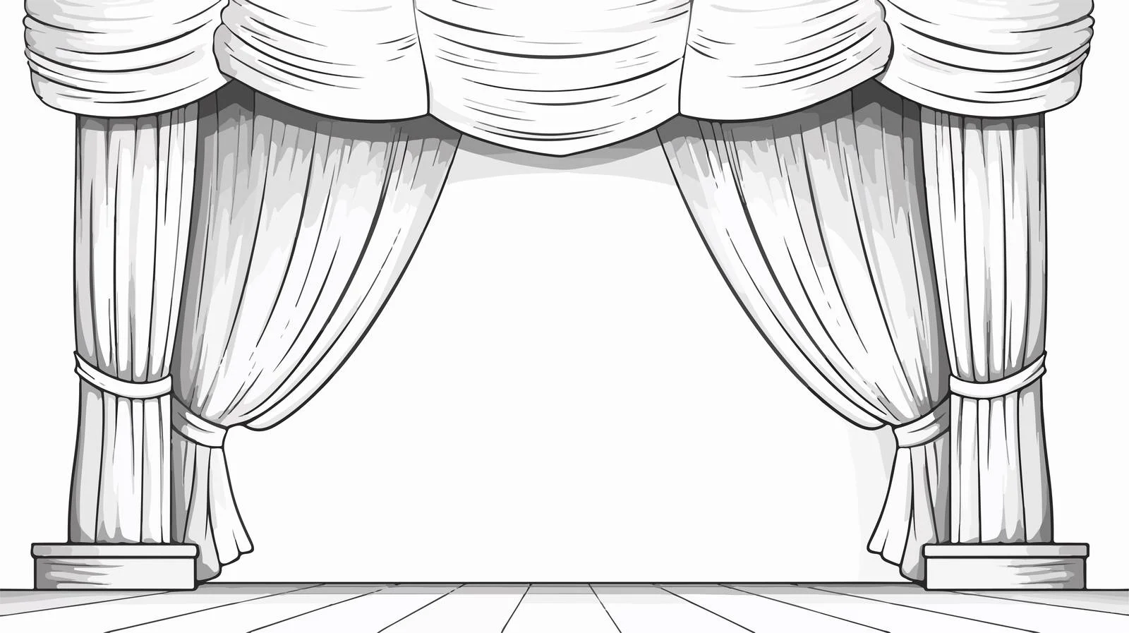 Stage Curtains Line Drawing Cartoon Vector — free download from Dotvec