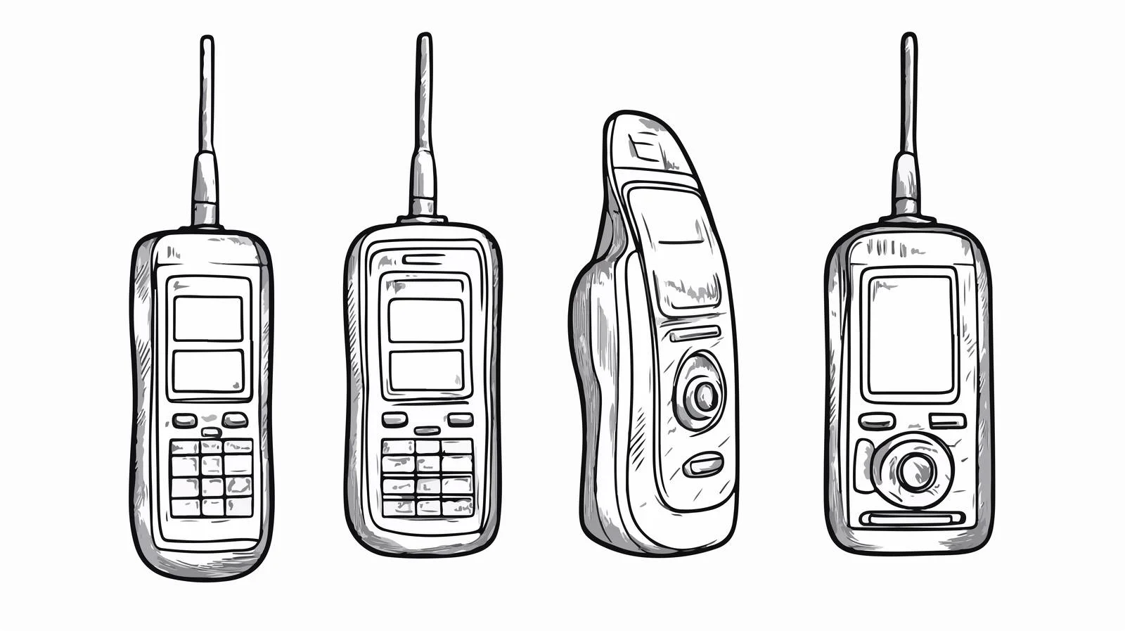 Cartoon Walkie-Talkie Line Drawing Illustration — free download from Dotvec