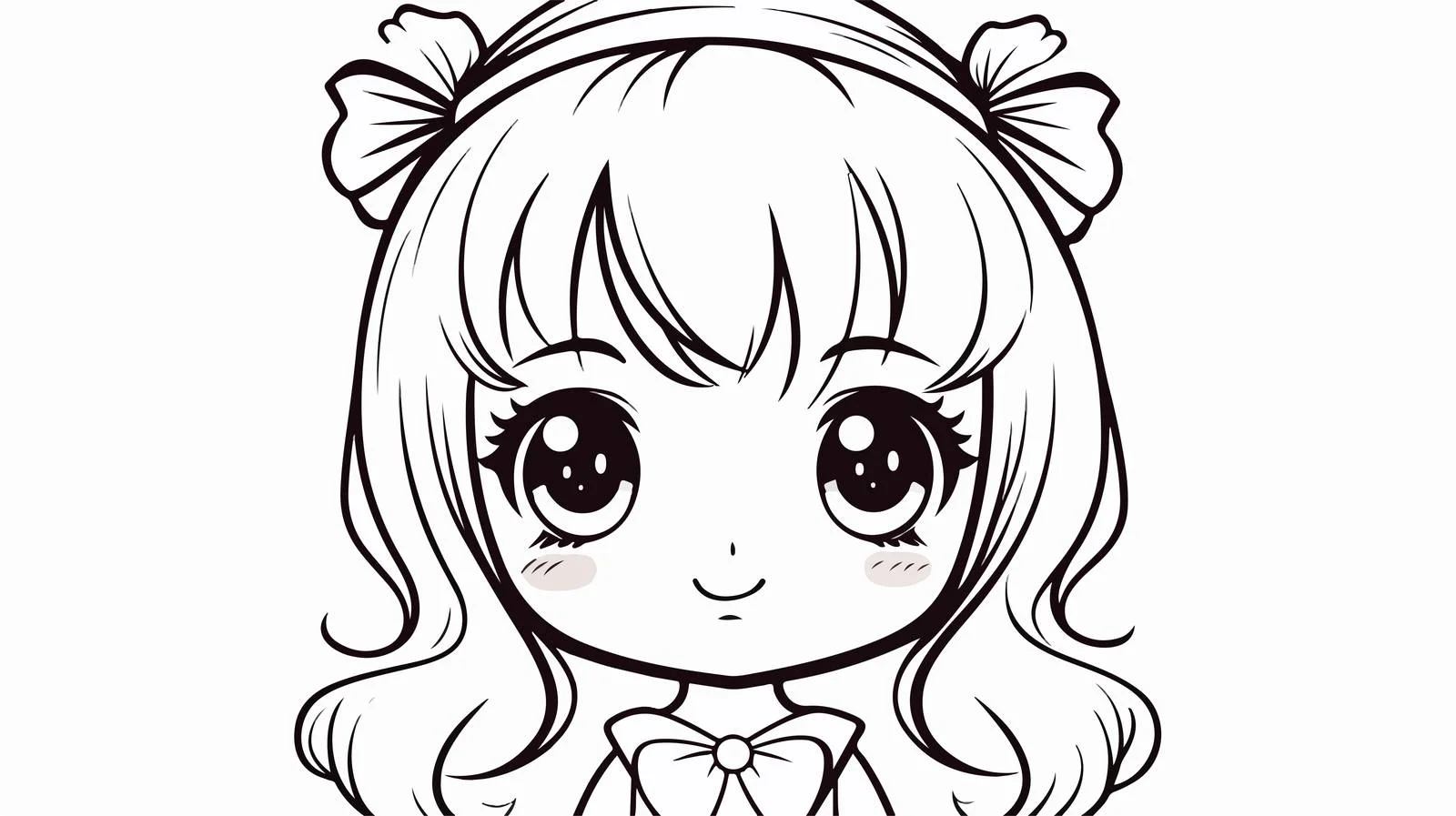 Kawaii Girl Line Drawing Illustration — free download from Dotvec
