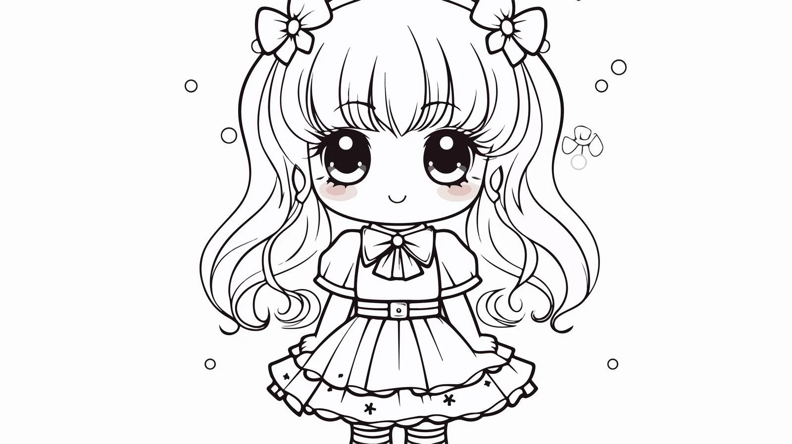 Cute Kawaii Girl Line Drawing Illustration — free download from Dotvec