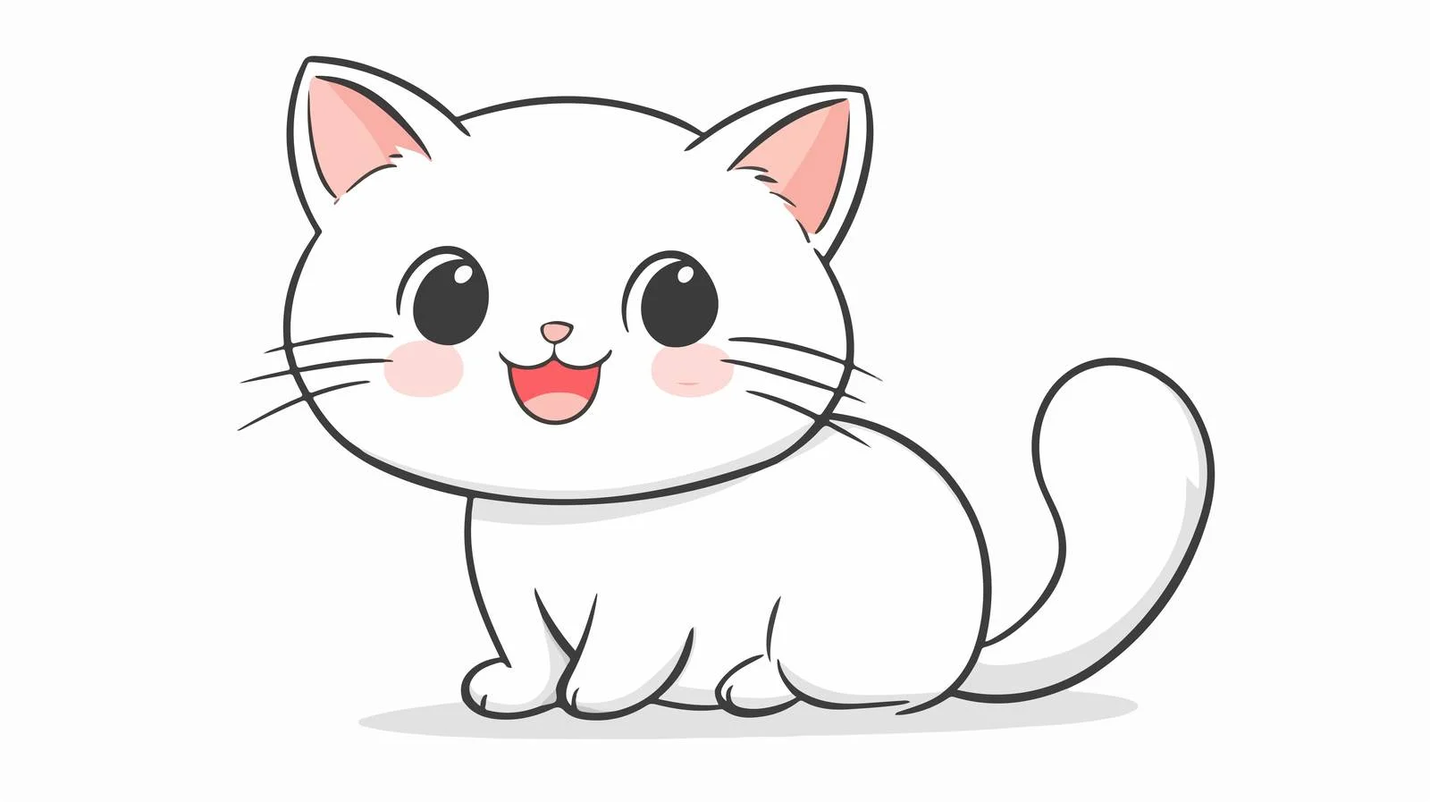 Kawaii Cat Line Drawing Illustration — free download from Dotvec